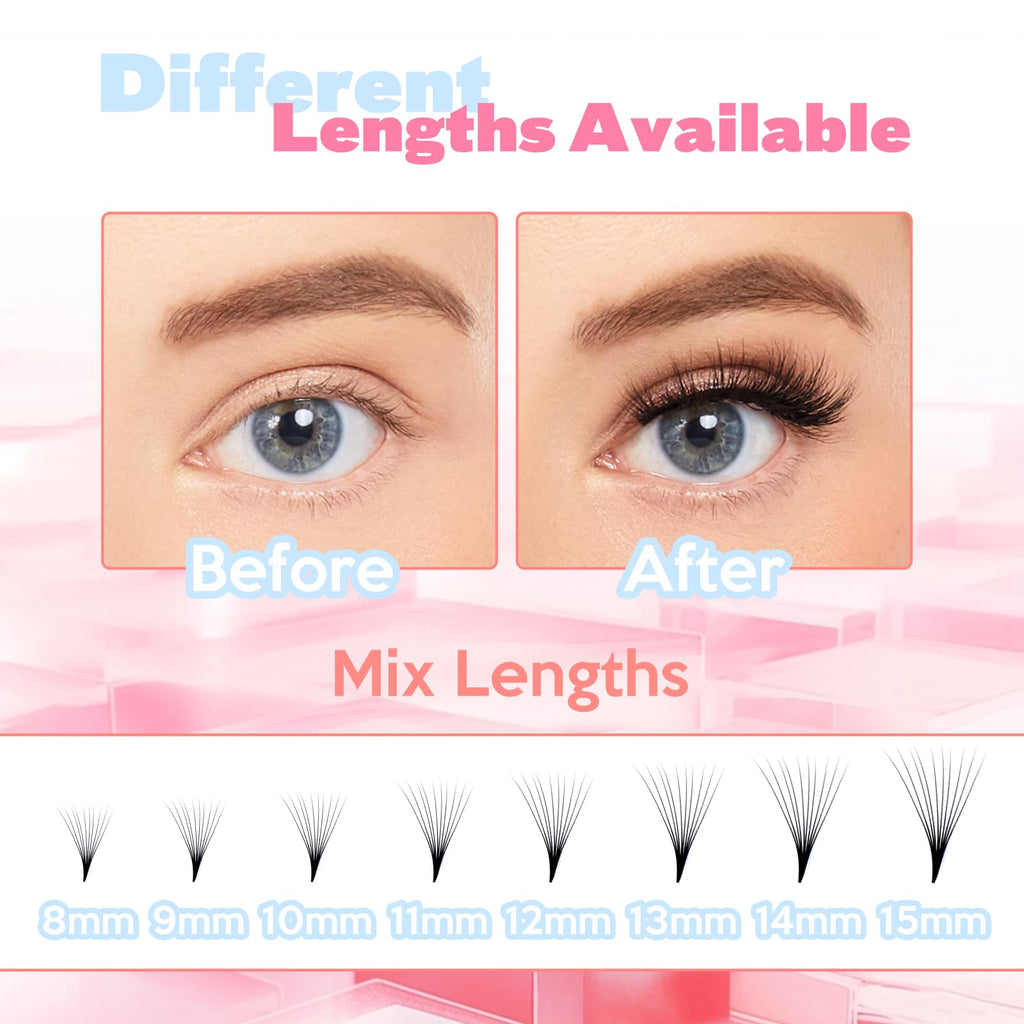 FADLASH 600 Premade Volume Fans Wispy Lash Extensions – Natural Look, 0.07D Curl, 10-15mm Mix Length