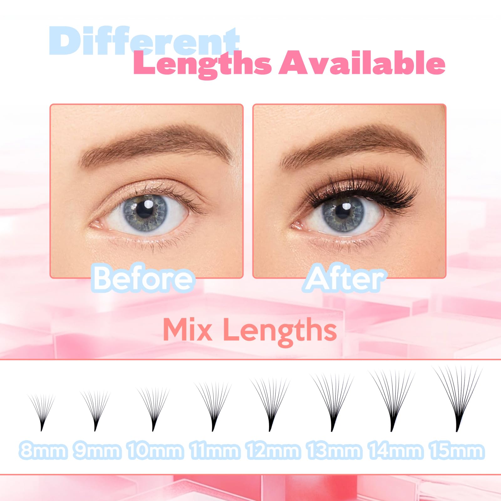 FADLASH 600 Premade Volume Fans Wispy Lash Extensions – Natural Look, 0.07D Curl, 10-15mm Mix Length