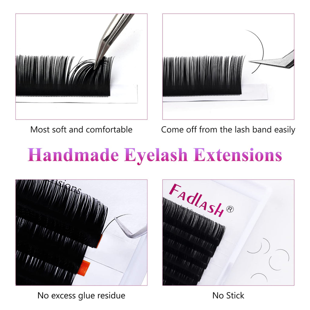 FADLASH Classic Volume Lash Extensions 0.07 D Curl 20-25mm – Premium Silk, Matte Black