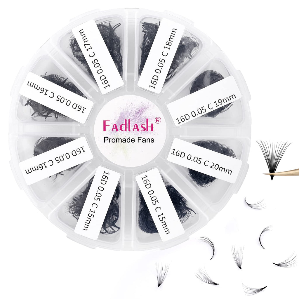 FADLASH Volume Premade Lash Fans 1000pcs – 5D to 16D, 9-20mm
