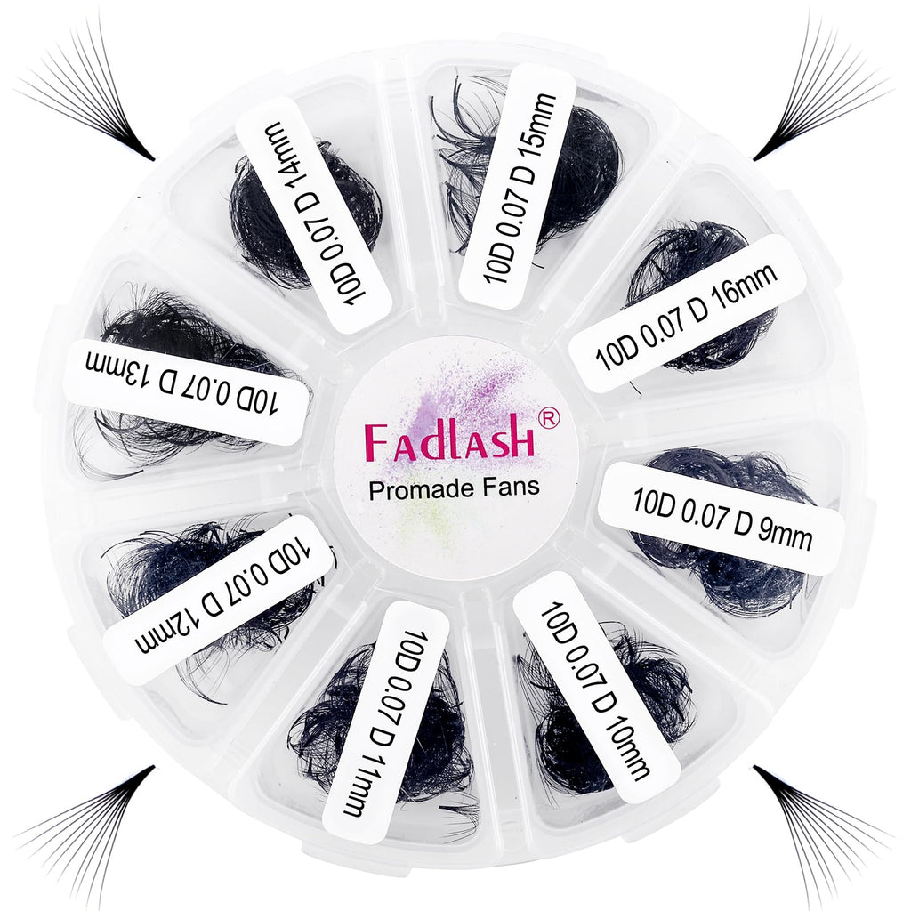 FADLASH Premade Fans Lash Extensions – 1000pcs Volume Fans, D Curl, 9–16mm (10D–20D)