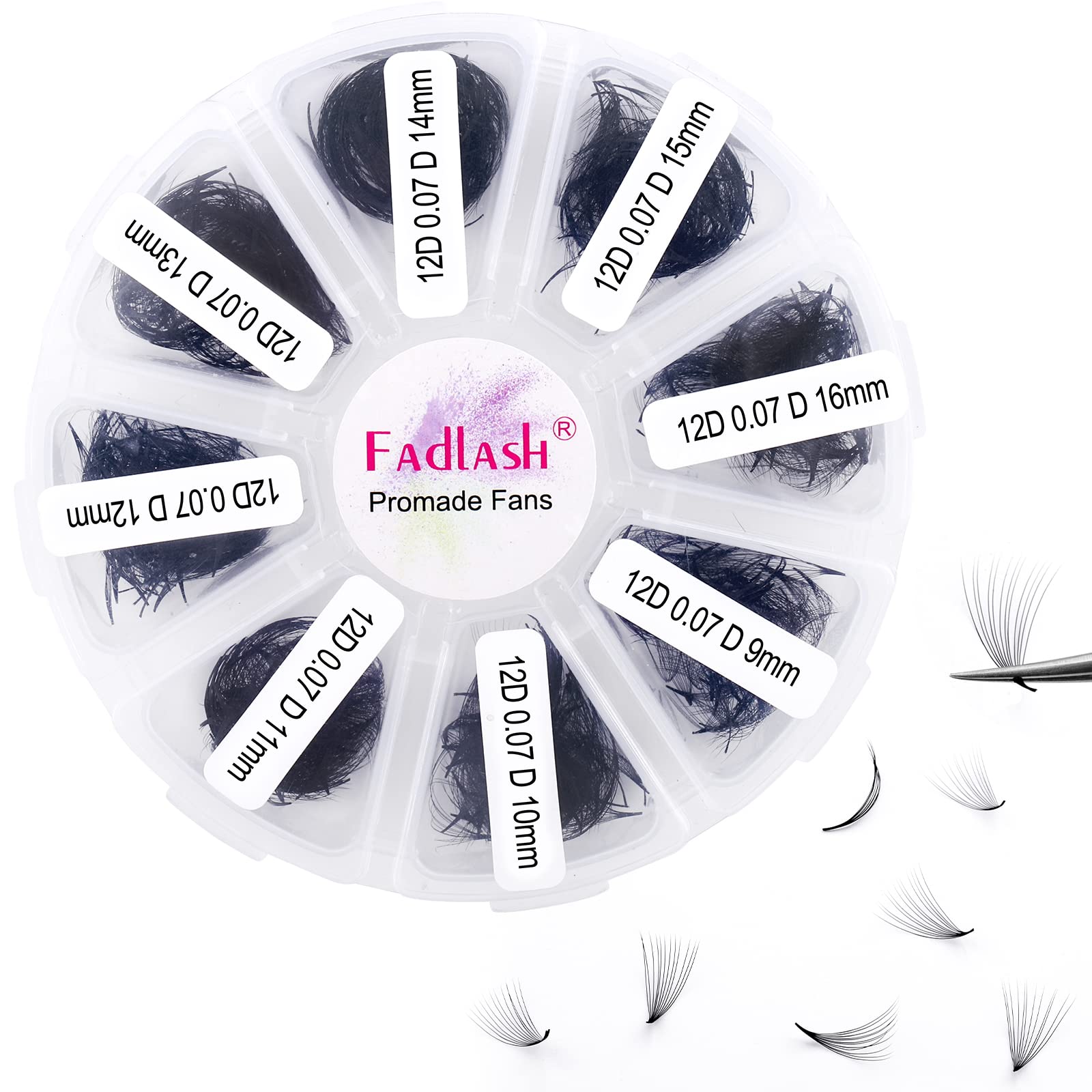 FADLASH 1000ct Premade Lash Fans – D Curl 12D-0.07D, 9–16mm | Budget-Friendly Volume Lashes