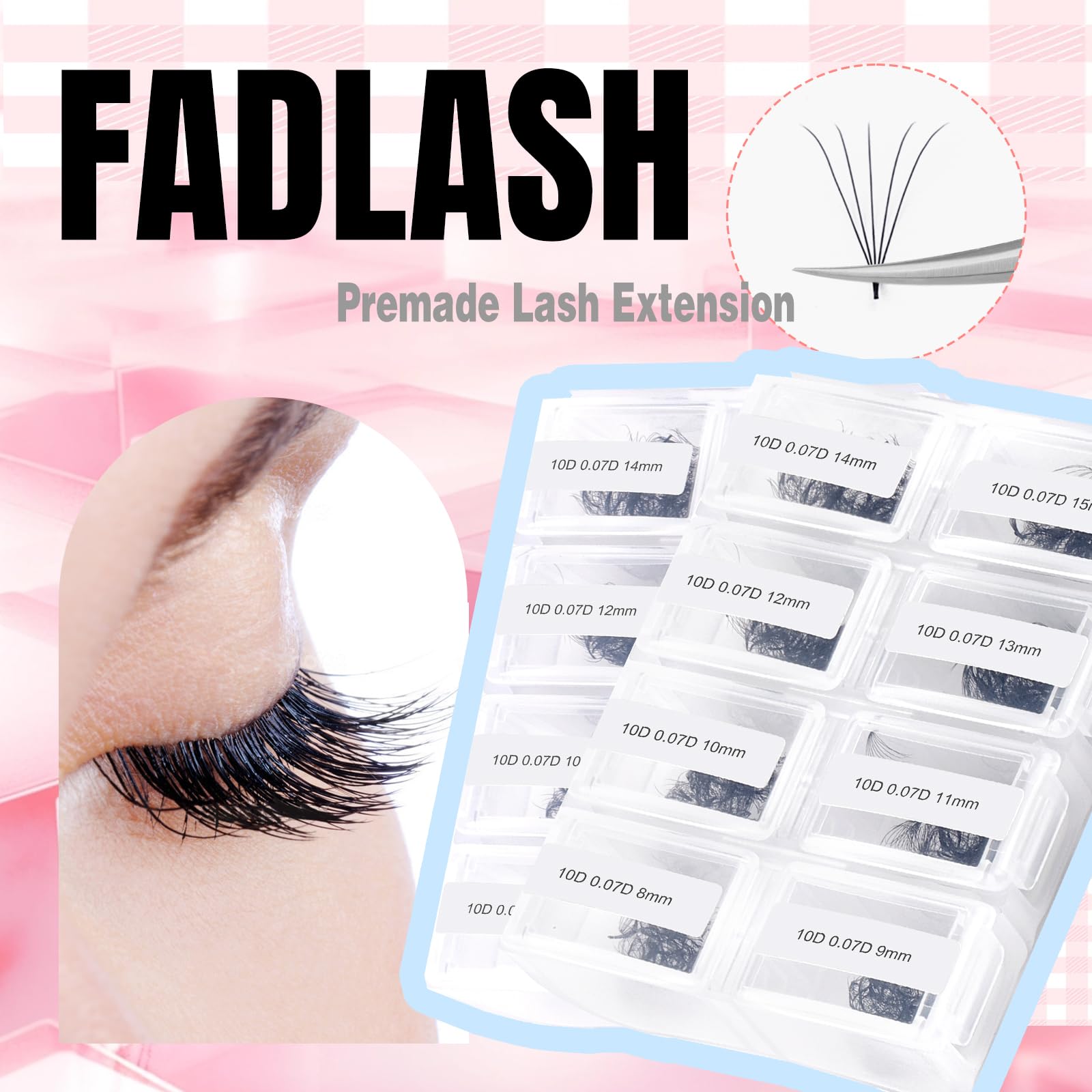 FADLASH 600 Premade Volume Fans Wispy Lash Extensions – Natural Look, 0.07D Curl, 10-15mm Mix Length