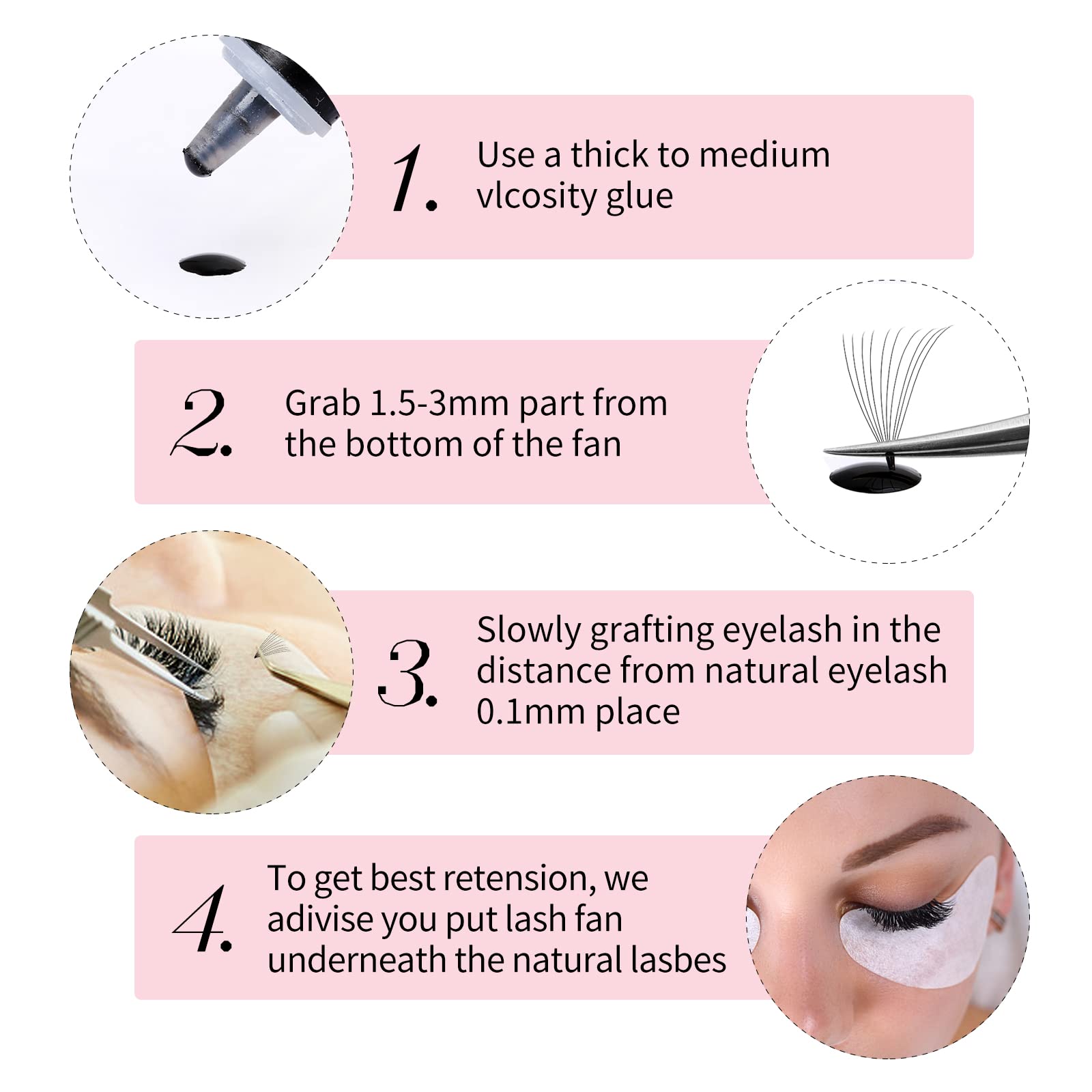FADLASH Lash Extension 1000 Fans Premade Tray – Mixed D Curl 10D-0.07D, 13-16mm
