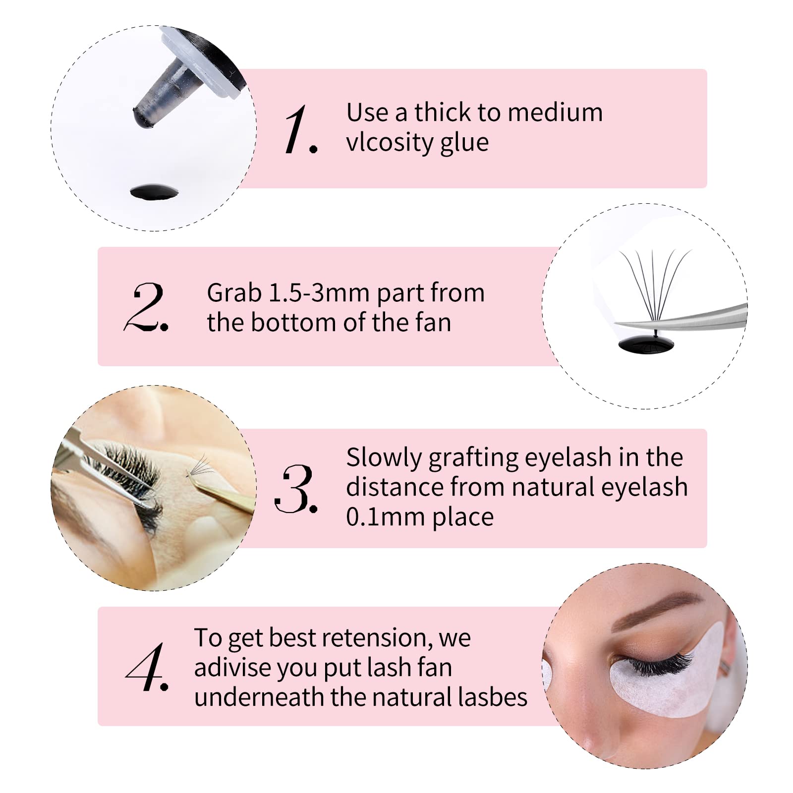FADLASH Volume Premade Lash Fans 1000pcs — 5D-16D, 9-16mm Mixed Tray