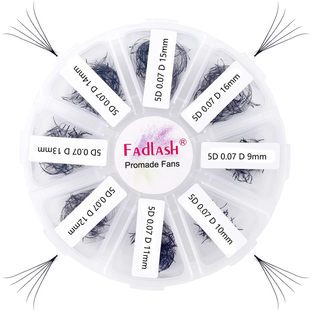 FADLASH Volume Premade Lash Fans 1000pcs — 5D-16D, 9-16mm Mixed Tray