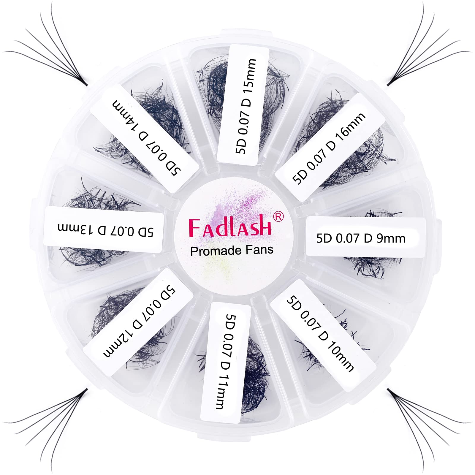 FADLASH Volume Premade Lash Fans 1000pcs — 5D-16D, 9-16mm Mixed Tray