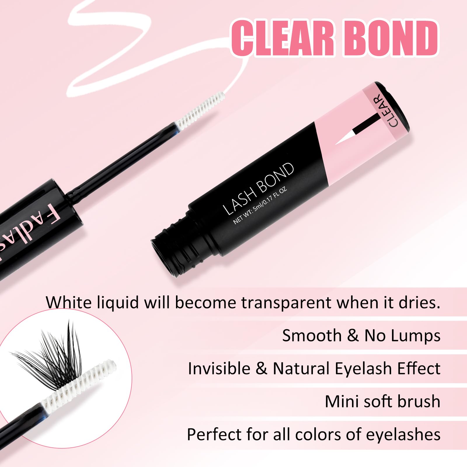 FADLASH 2-in-1 Cluster Lash Glue – Black & Clear, 72h Waterproof Hold