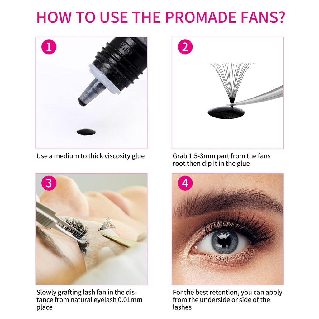 FADVAN 600 Premade Fans Eyelash Extensions – 15-20mm, 20D, 0.07D Thickness