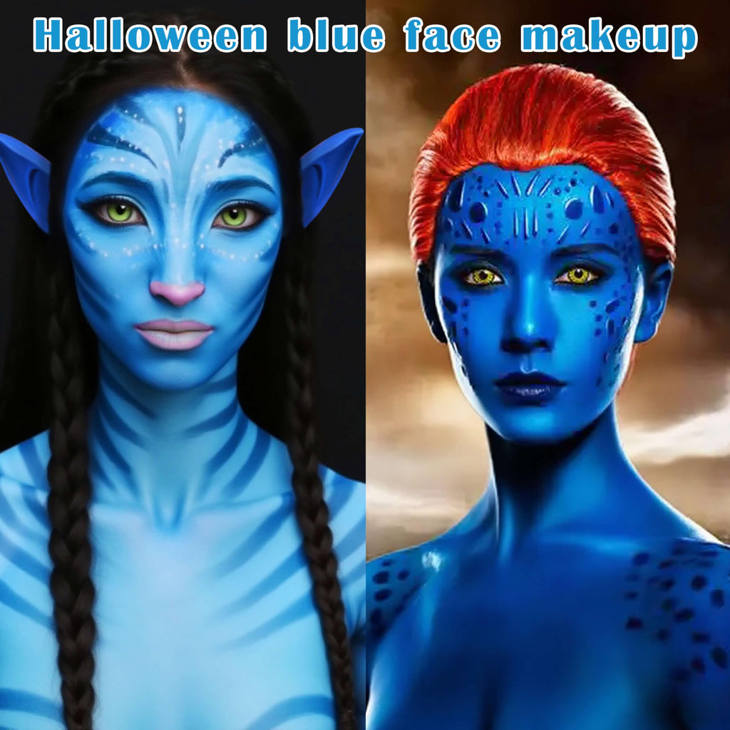 Faglowmify Avatar Makeup Kit — 8-Piece Na’vi Cosplay Set with Blue/White Paint, UV Eyeliner & Elf Ears