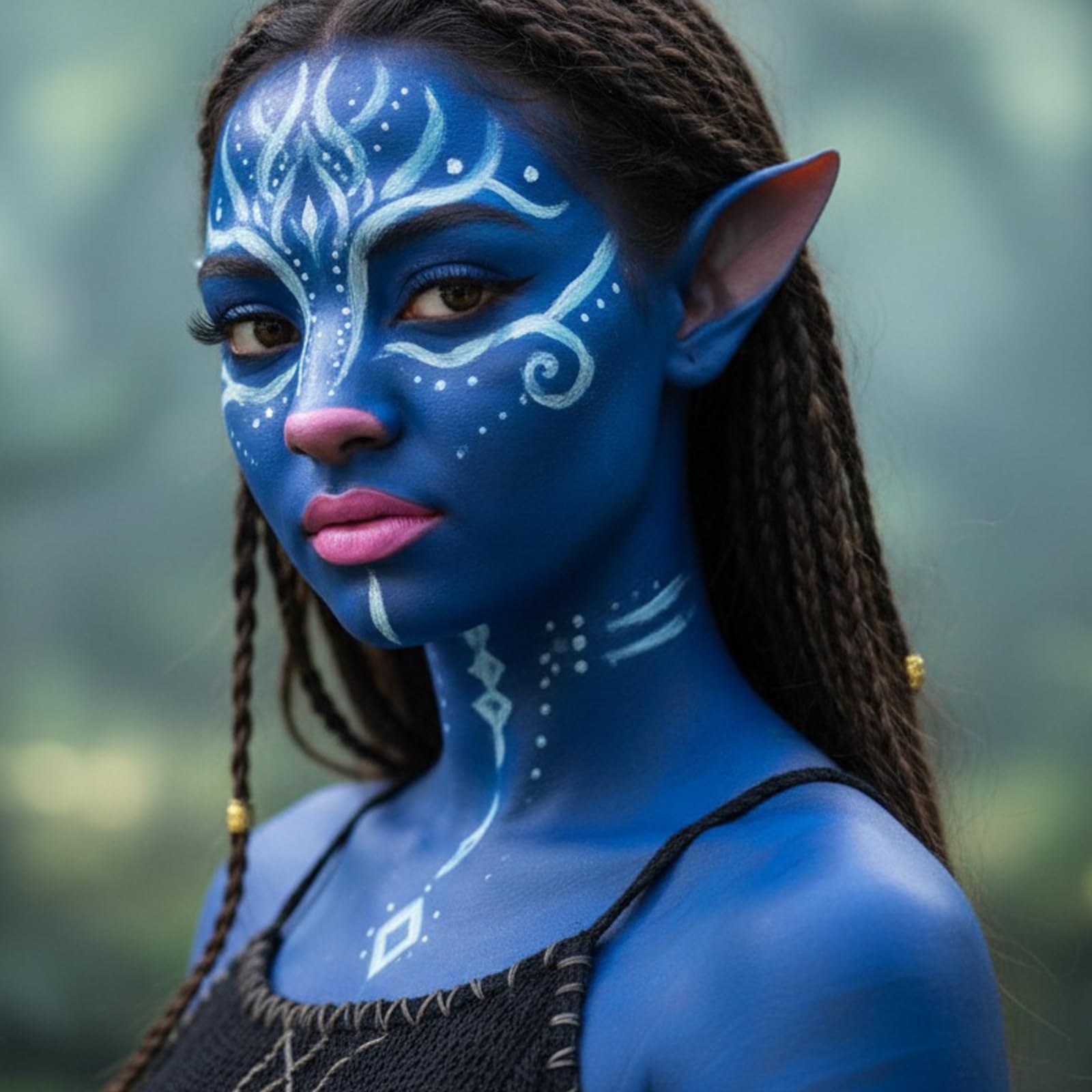 Faglowmify Avatar Makeup Kit — 8-Piece Na’vi Cosplay Set with Blue/White Paint, UV Eyeliner & Elf Ears