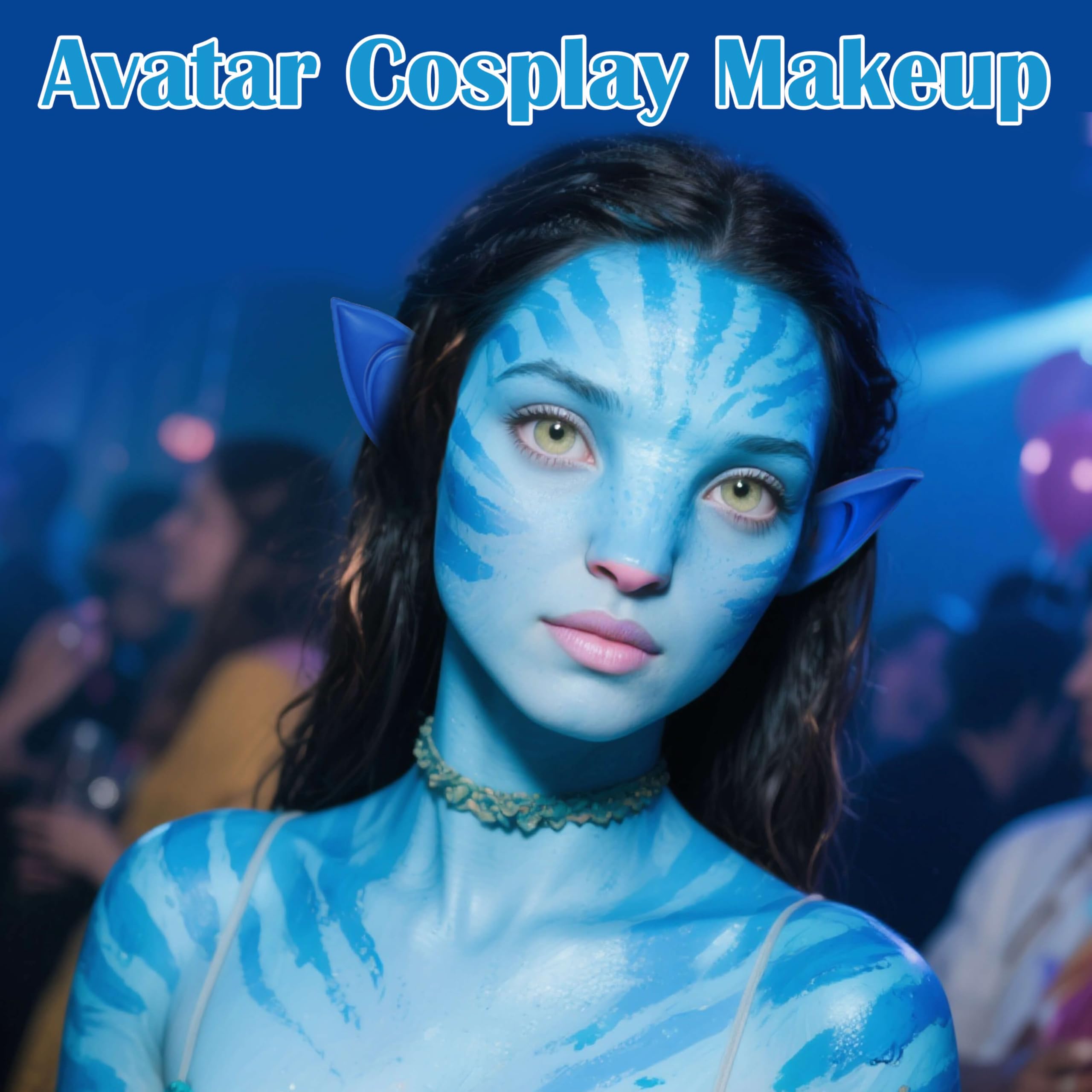 Faglowmify Avatar Makeup Kit — 8-Piece Na’vi Cosplay Set with Blue/White Paint, UV Eyeliner & Elf Ears
