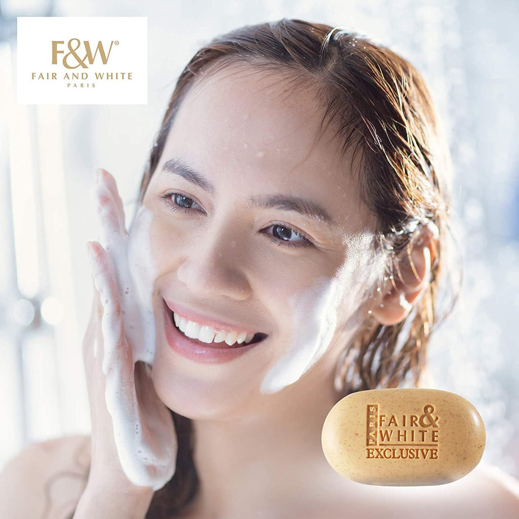 FAIR & WHITE Exclusive Exfoliating Soap – 7 oz / 200 g | Brightening & Moisturizing Bar