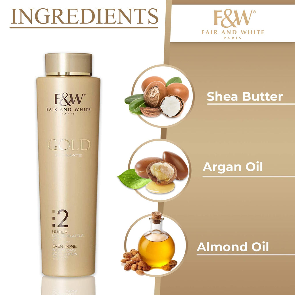 FAIR & WHITE Gold Revitalizing Body Lotion 500ml – Argan Oil, Vitamin E & Shea Butter