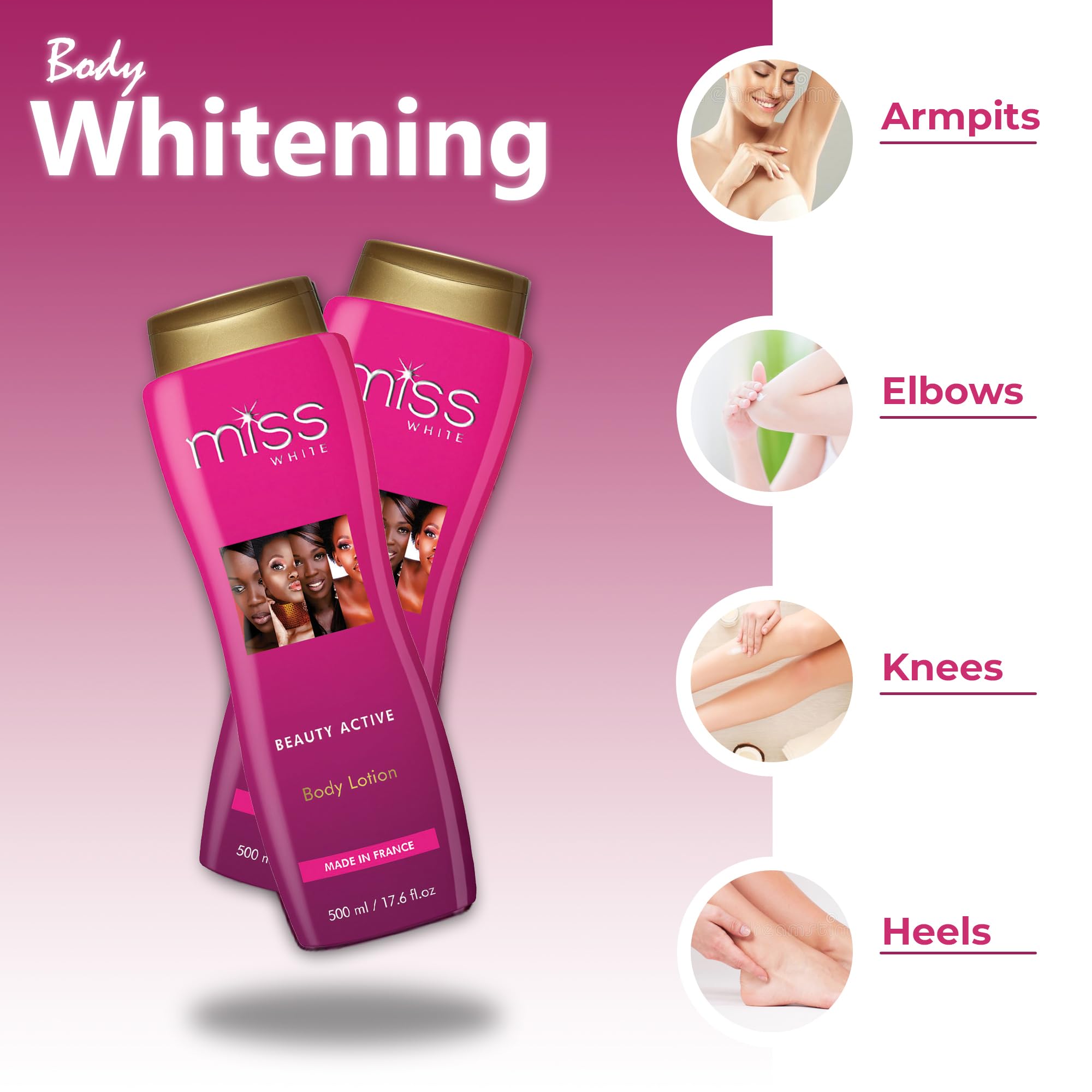 FAIR & WHITE Miss White Skin Brightening Body Lotion – 13.5 oz / 500 ml | Moisturizing, Hydrating