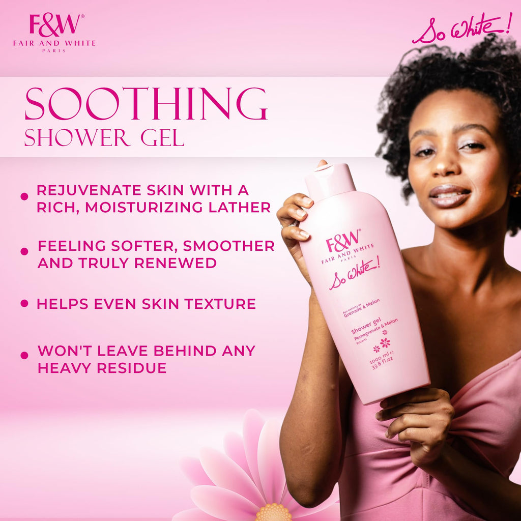 FAIR & WHITE So White Refreshing Brightening Body Wash – 1000ml | Melon & Pomegranate Extracts