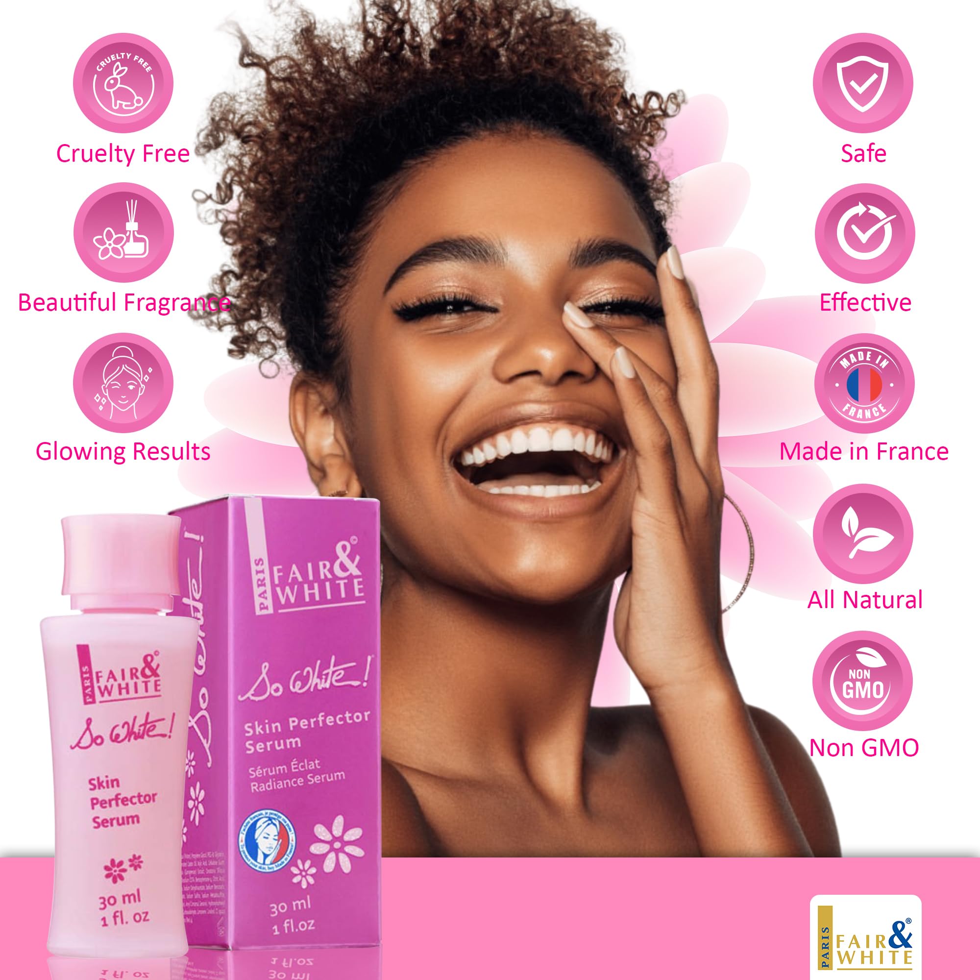 FAIR & WHITE So White Skin Brightening Serum 30ml – Kojic Acid & Castor Oil for Face, Elbows, Knees, Feet