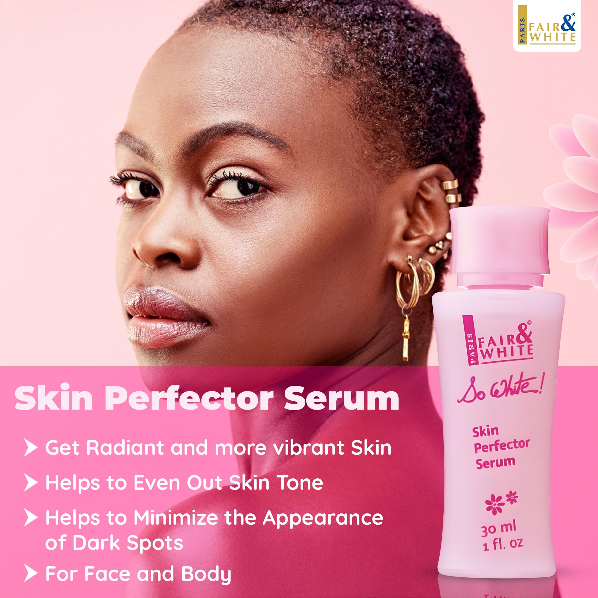FAIR & WHITE So White Skin Brightening Serum 30ml – Kojic Acid & Castor Oil for Face, Elbows, Knees, Feet