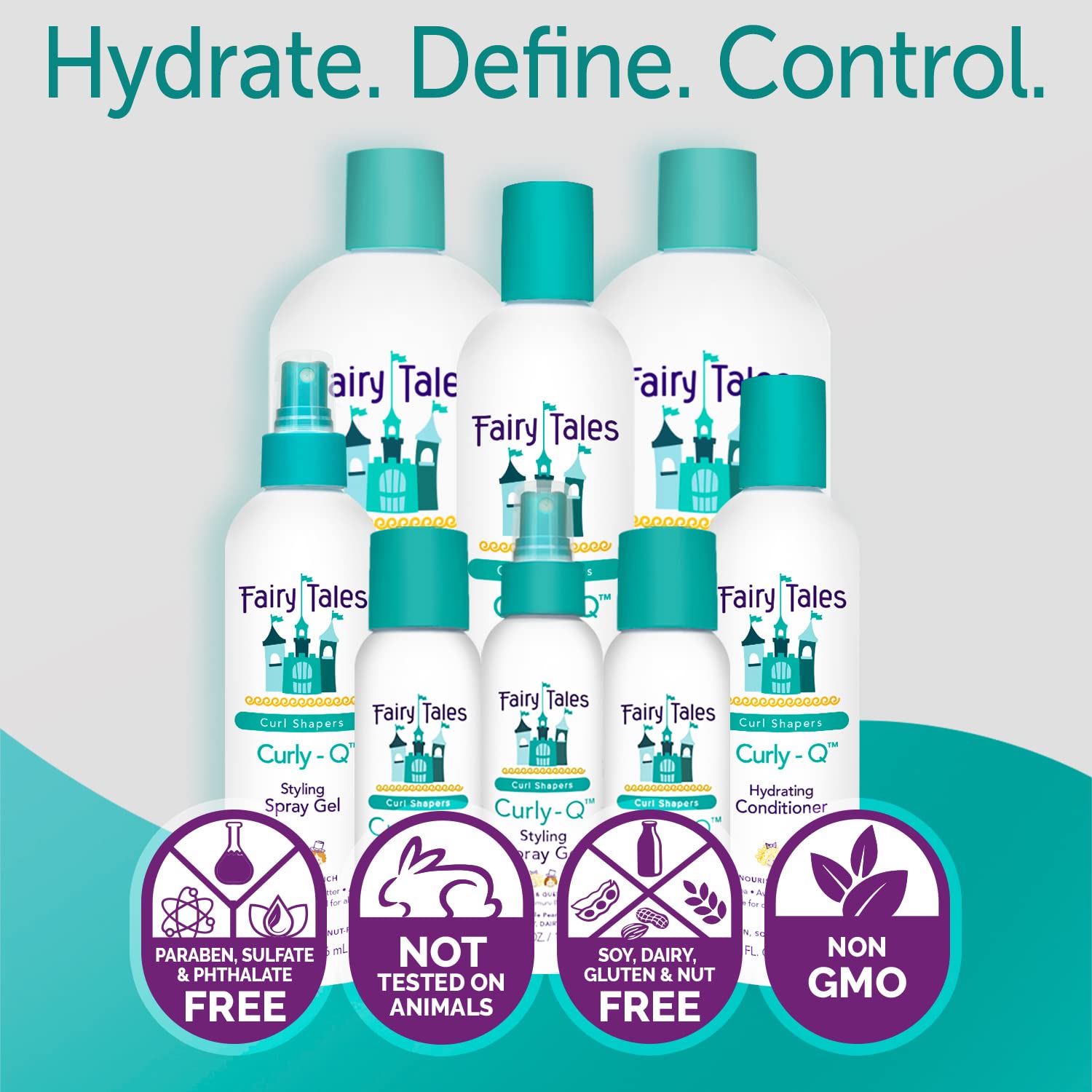 Fairy Tales Curly Q Hydrating Kids Shampoo & Conditioner — 2 Pack (12oz + 8oz)