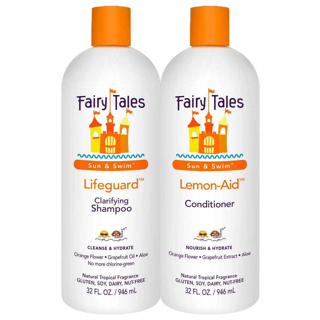 Fairy Tales Swim Shampoo & Conditioner for Kids — 32oz Duo, USA Made, Chlorine Removal, No Parabens or Sulfates