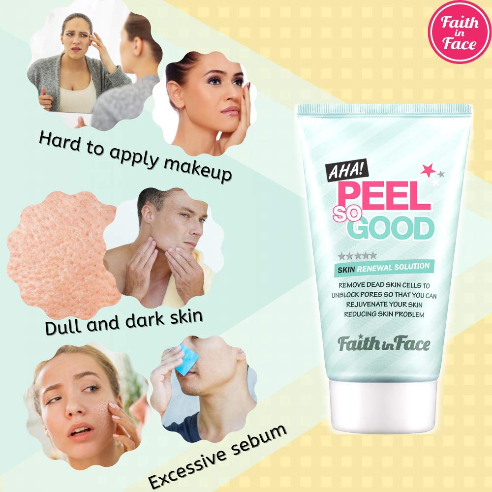 Faith in Face AHA Peel So Good Skin Renewal Peeling Gel – Gentle Exfoliating Facial Scrub for All Skin Types, 4.22 fl oz