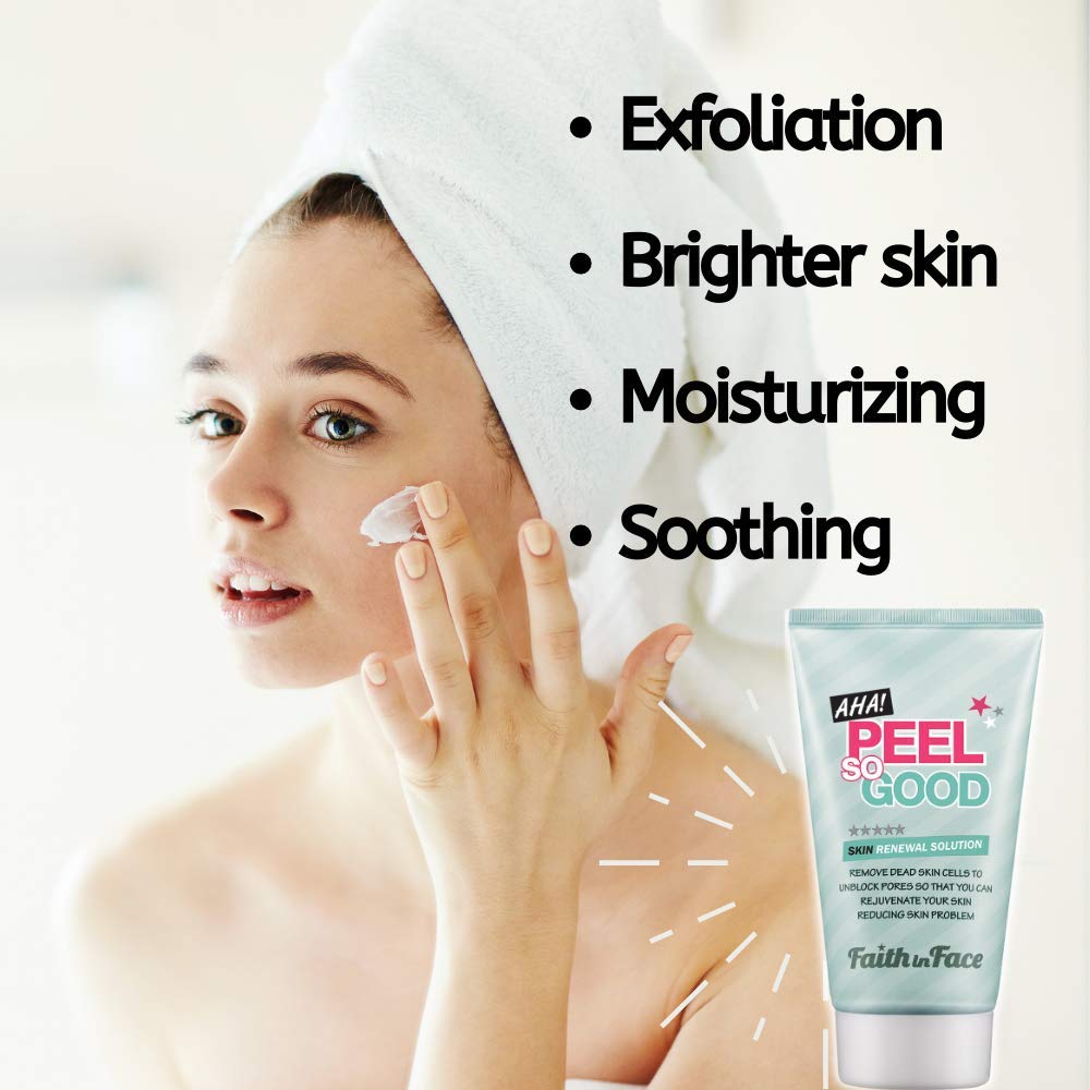 Faith in Face AHA Peel So Good Skin Renewal Peeling Gel – Gentle Exfoliating Facial Scrub for All Skin Types, 4.22 fl oz