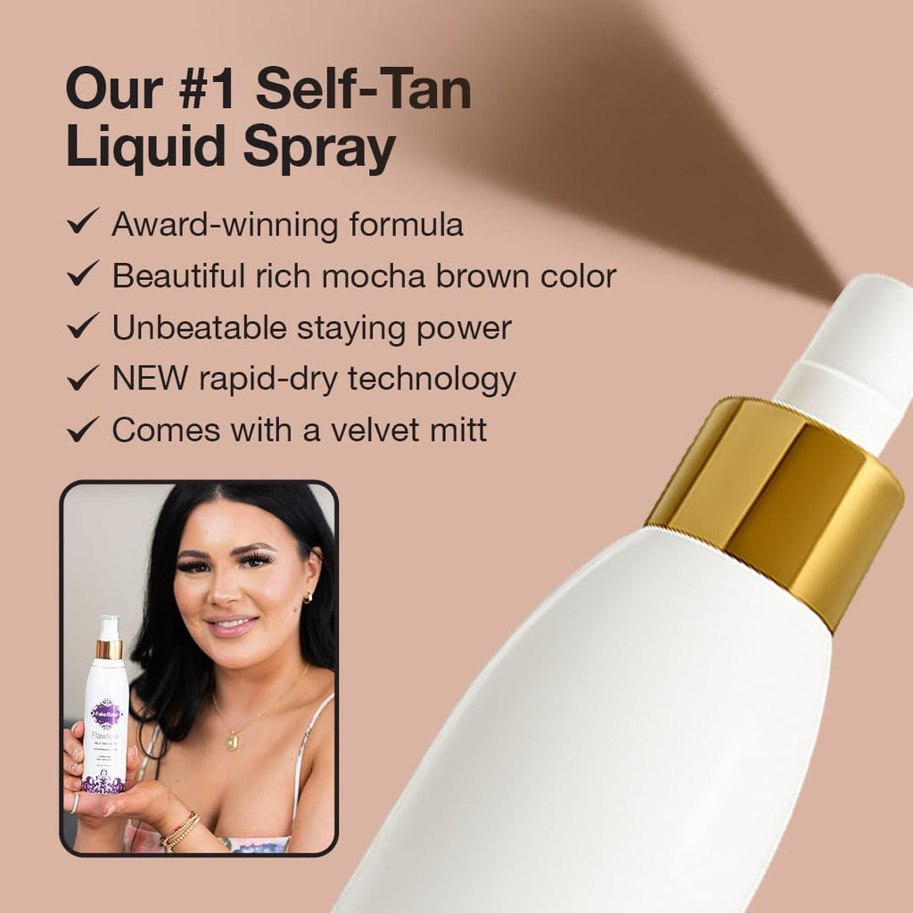 Fake Bake Flawless Self-Tanning Liquid - Streak-Free, Long-Lasting Glow for All Skin Tones | 6 oz Pack of 2