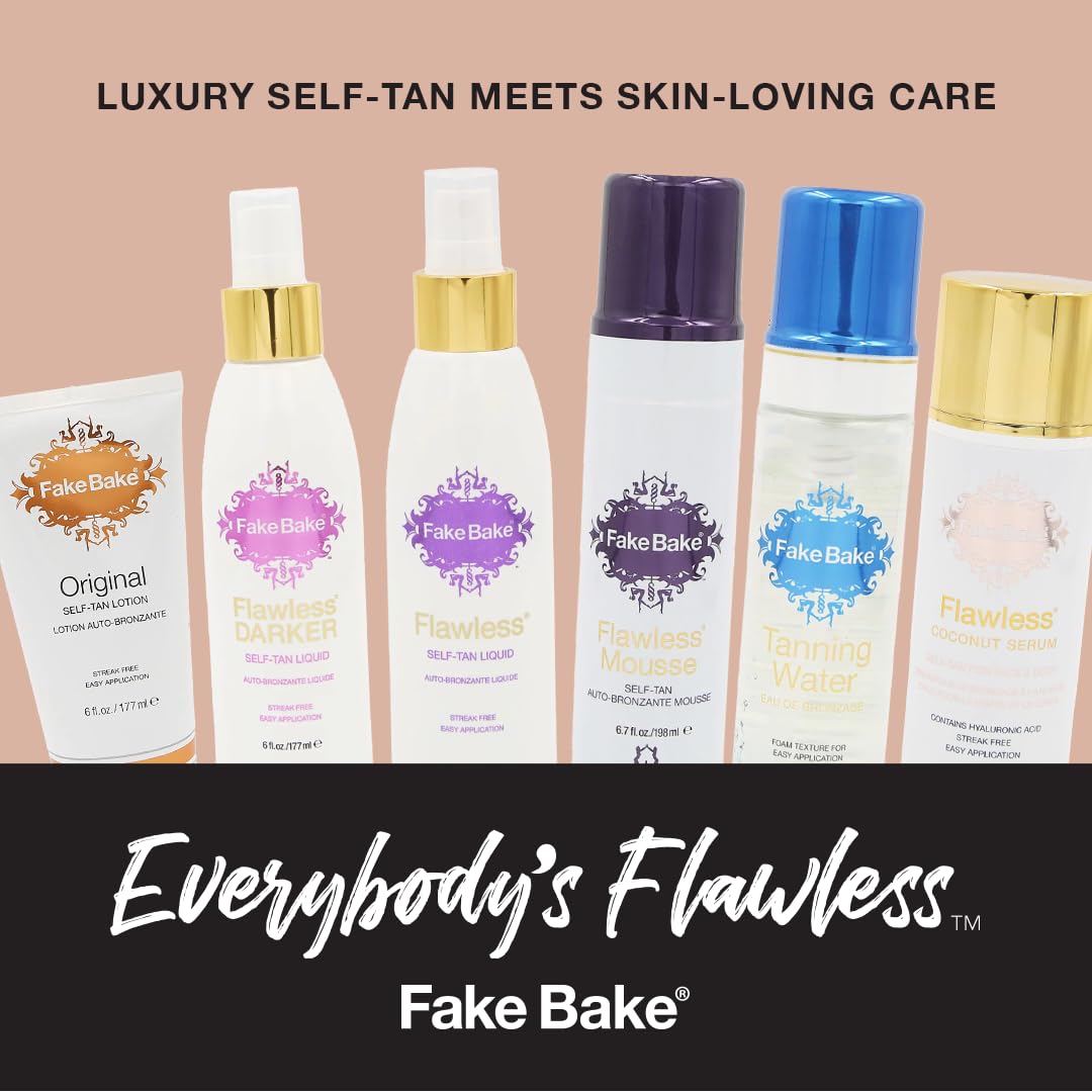 Fake Bake Flawless Self Tanning Mousse – Streak-Free, Quick-Dry Sunless Tanner for All Skin Tones