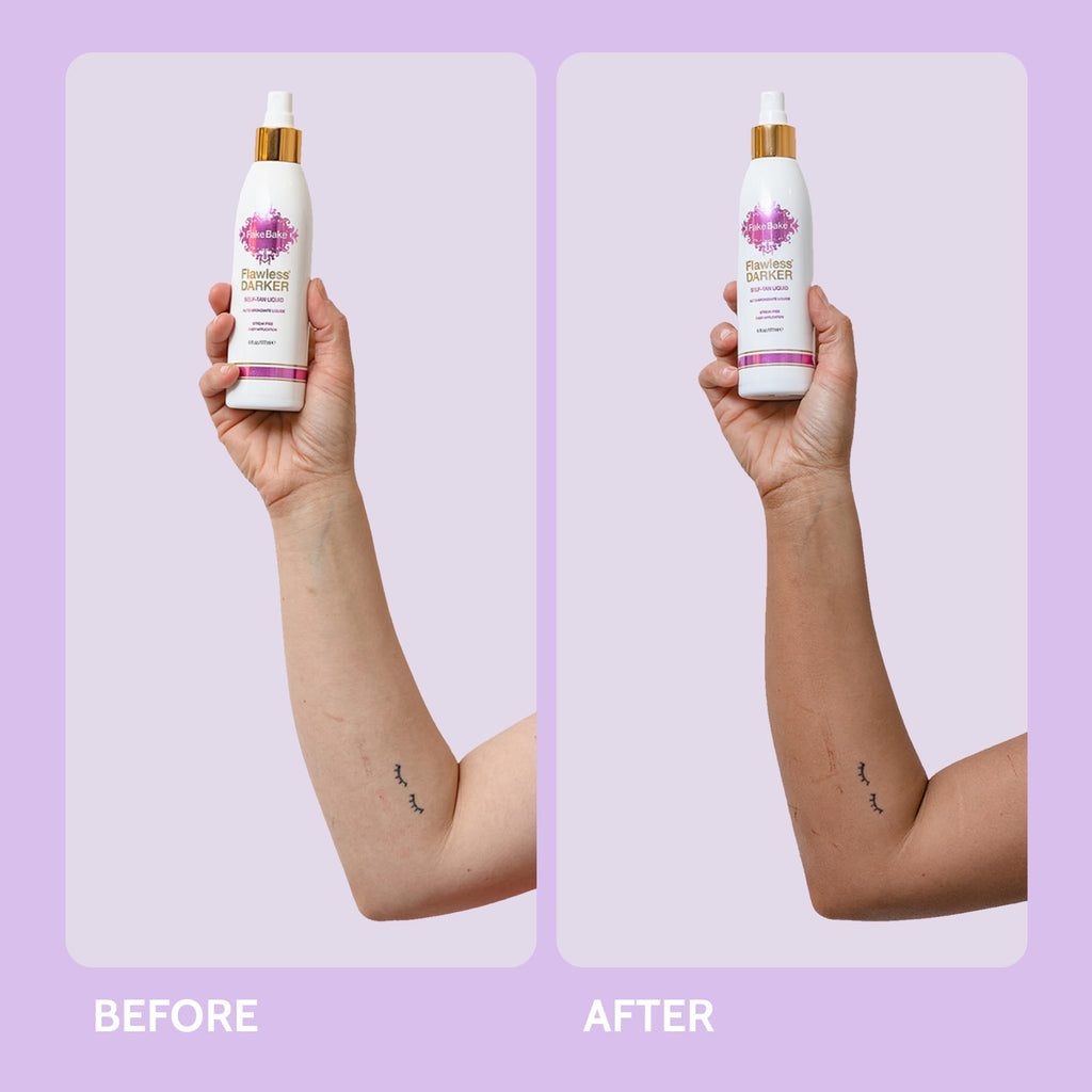 Fake Bake Self Tanning Liquid Flawless Darker – Fast-Drying, Streak-Free Tan (6 fl oz x2)