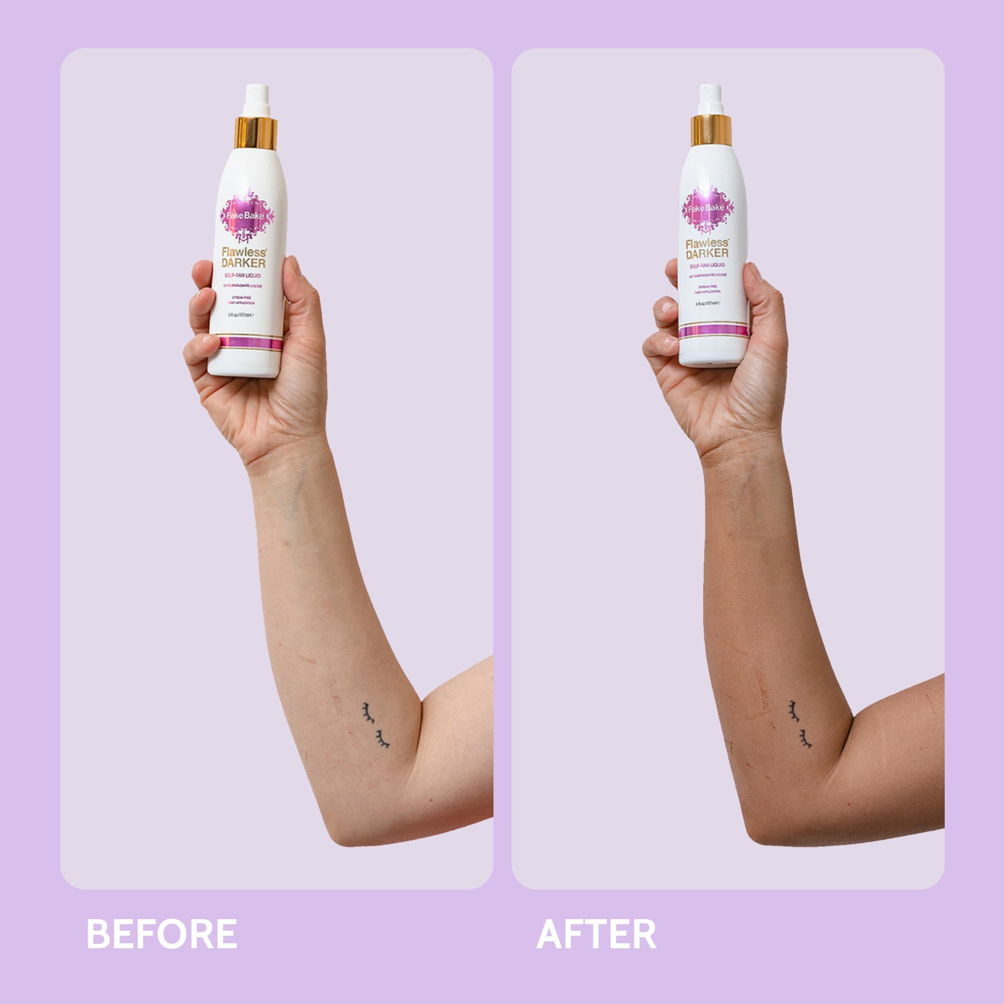 Fake Bake Self Tanning Liquid Flawless Darker – Fast-Drying, Streak-Free Tan (6 fl oz x2)