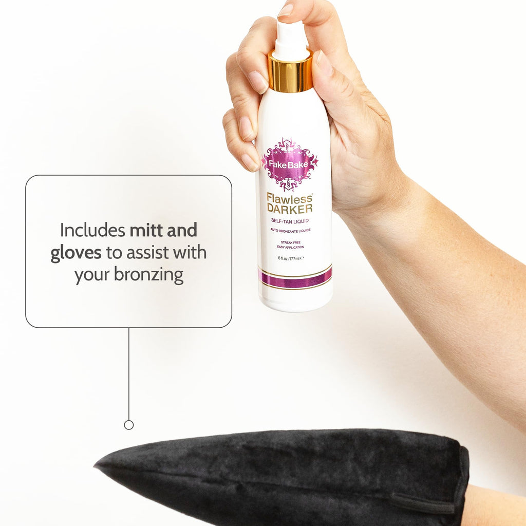 Fake Bake Self Tanning Liquid Flawless Darker – Fast-Drying, Streak-Free Tan (6 fl oz x2)