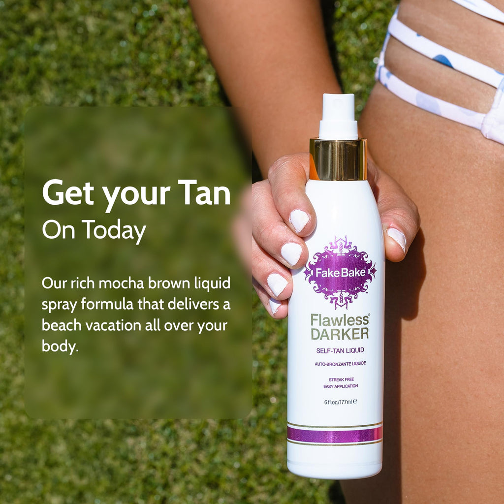 Fake Bake Self Tanning Liquid Flawless Darker – Fast-Drying, Streak-Free Tan (6 fl oz x2)