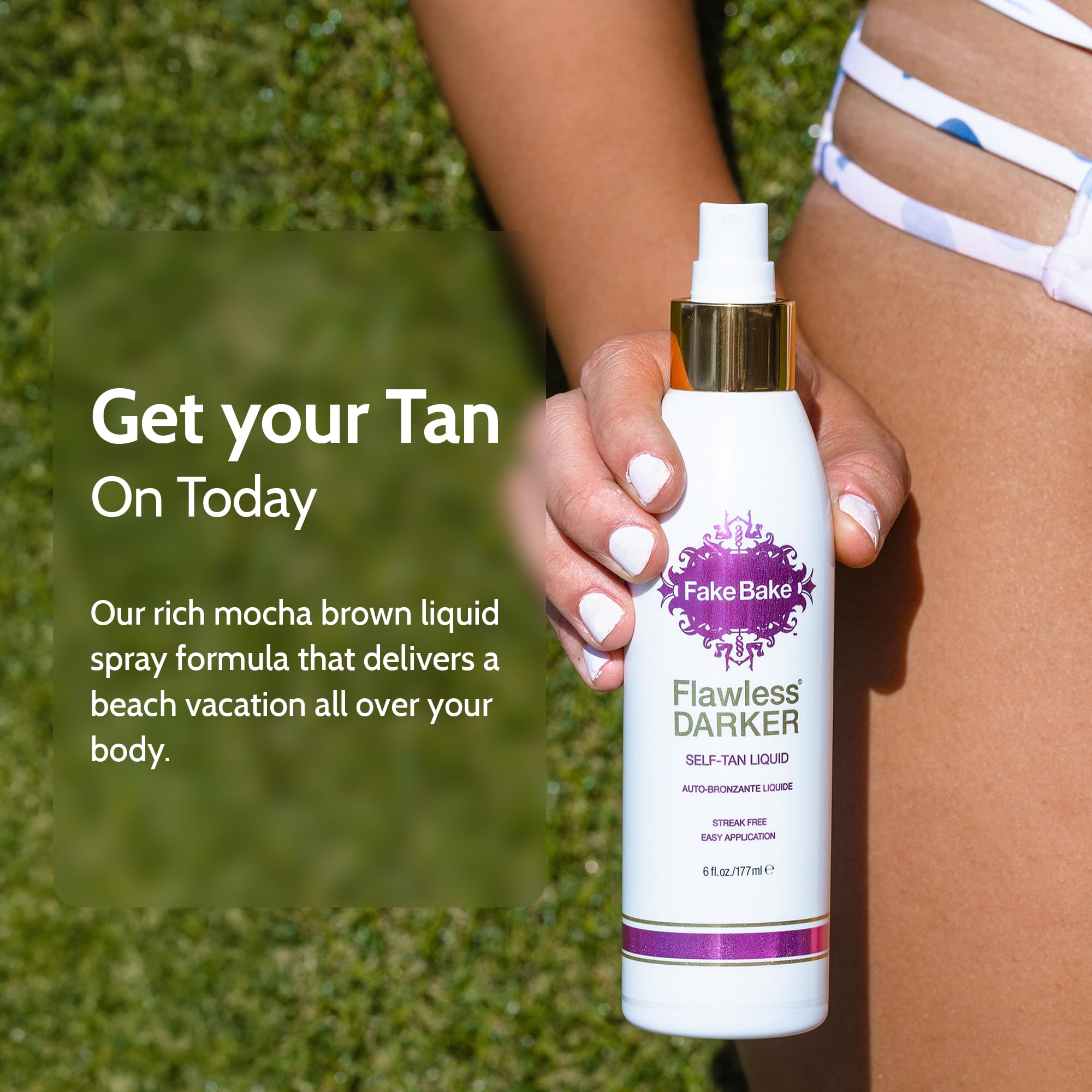 Fake Bake Self Tanning Liquid Flawless Darker – Fast-Drying, Streak-Free Tan (6 fl oz x2)