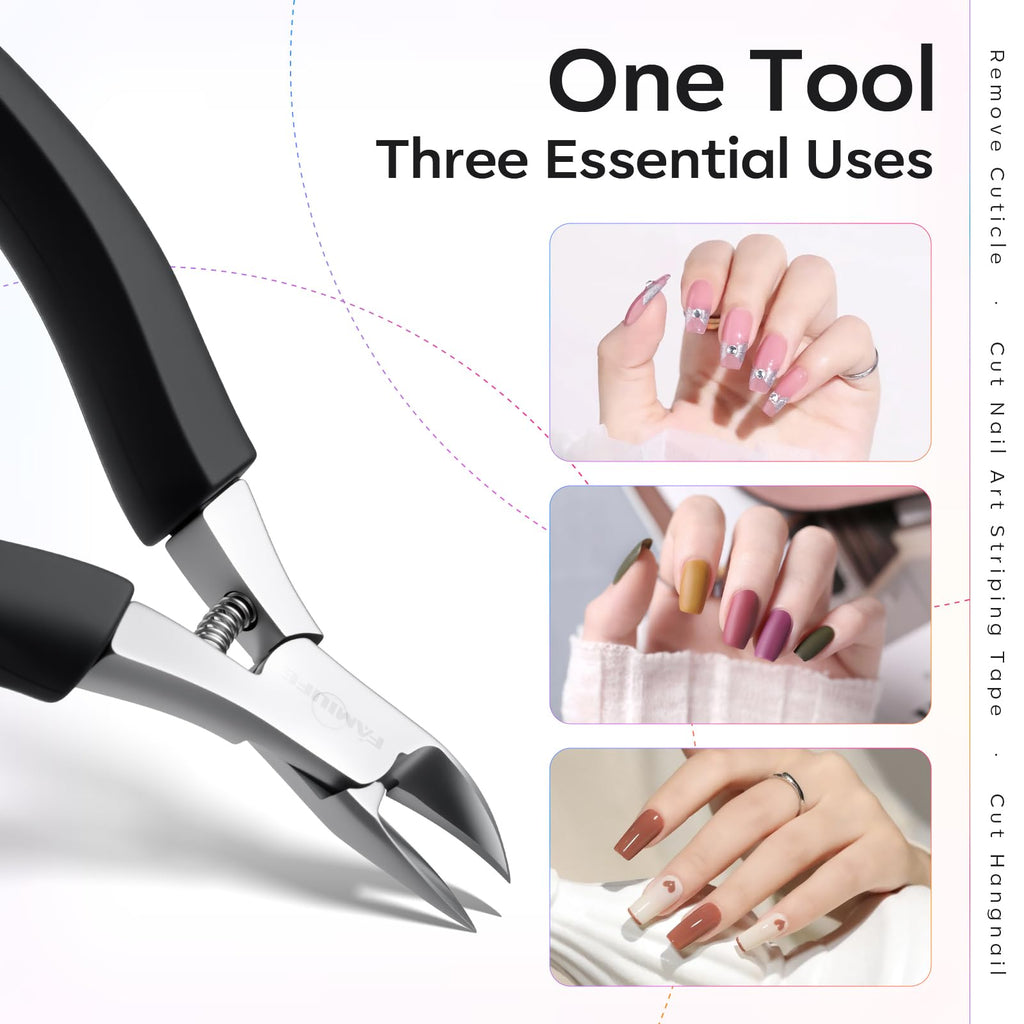 FAMILIFE Cuticle Nippers Scissors – Professional Stainless Steel Cuticle Trimmer with Non-Slip Handle