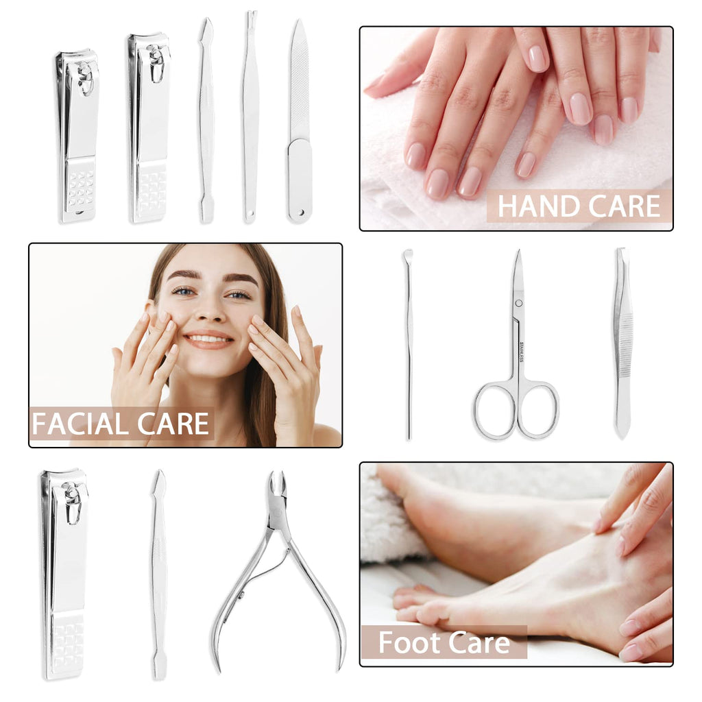 FAMILIFE 9-Piece Manicure Set for Men | Stainless Steel Nail Kit with Leather Case