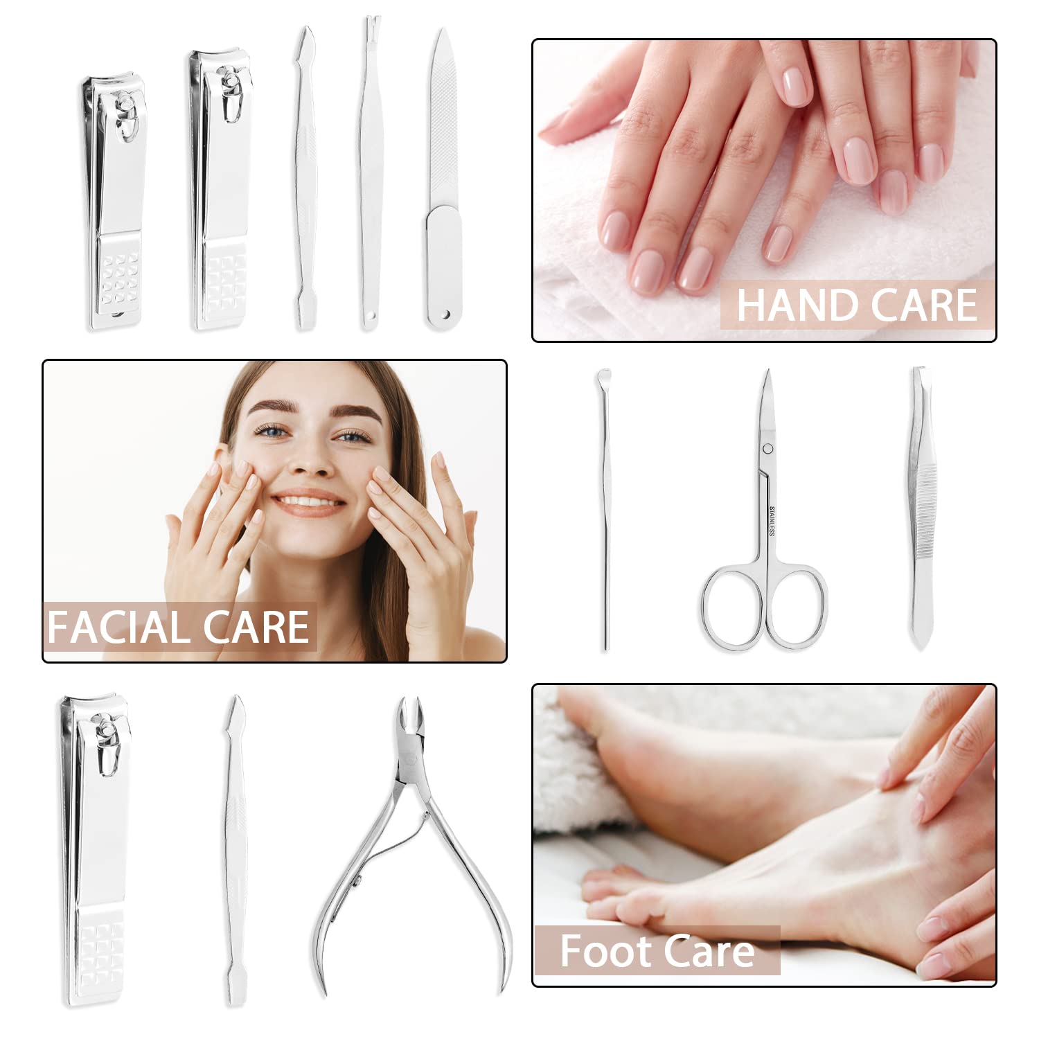 FAMILIFE 9-Piece Manicure Set for Men | Stainless Steel Nail Kit with Leather Case