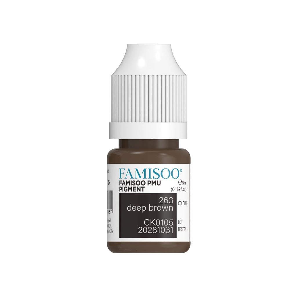 FAMISOO PMU Pigments for Eyebrow 0.169oz/5ml – Long-Lasting Microblading Ink in 263 Deep Brown
