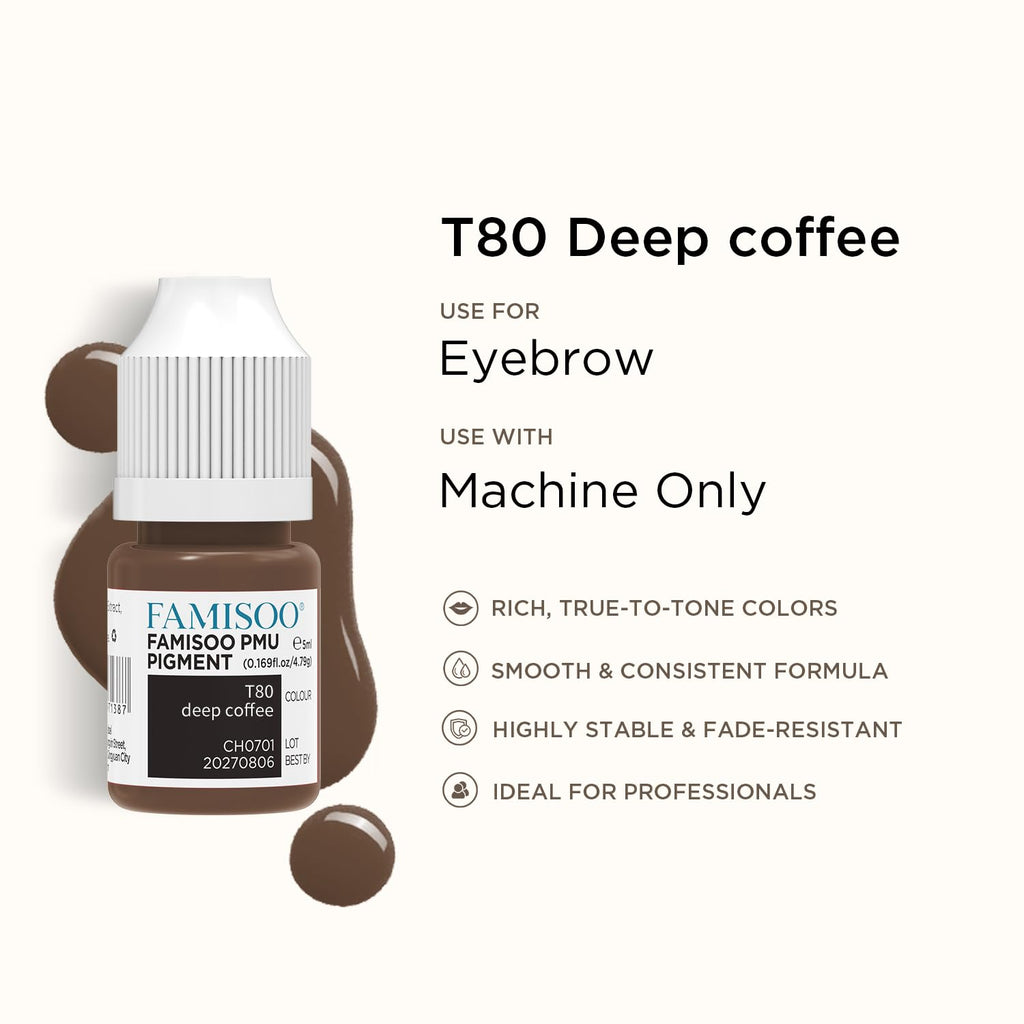 FAMISOO PMU Pigments for Eyebrow – 5ml True-Tone Microblading Ink for Brows, Lips & Eyeliner