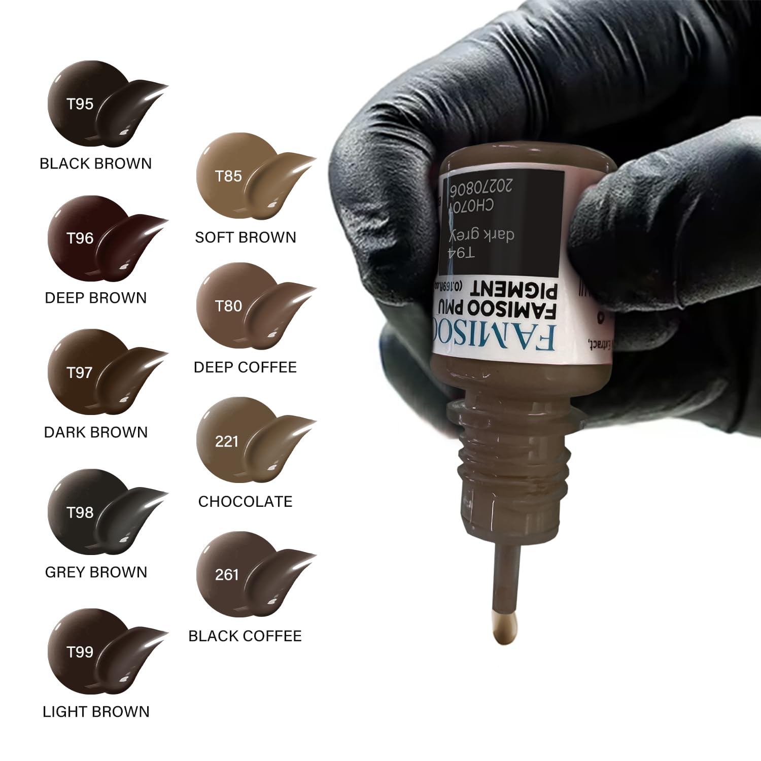 FAMISOO PMU Pigments for Eyebrow – 5ml True-Tone Microblading Ink for Brows, Lips & Eyeliner