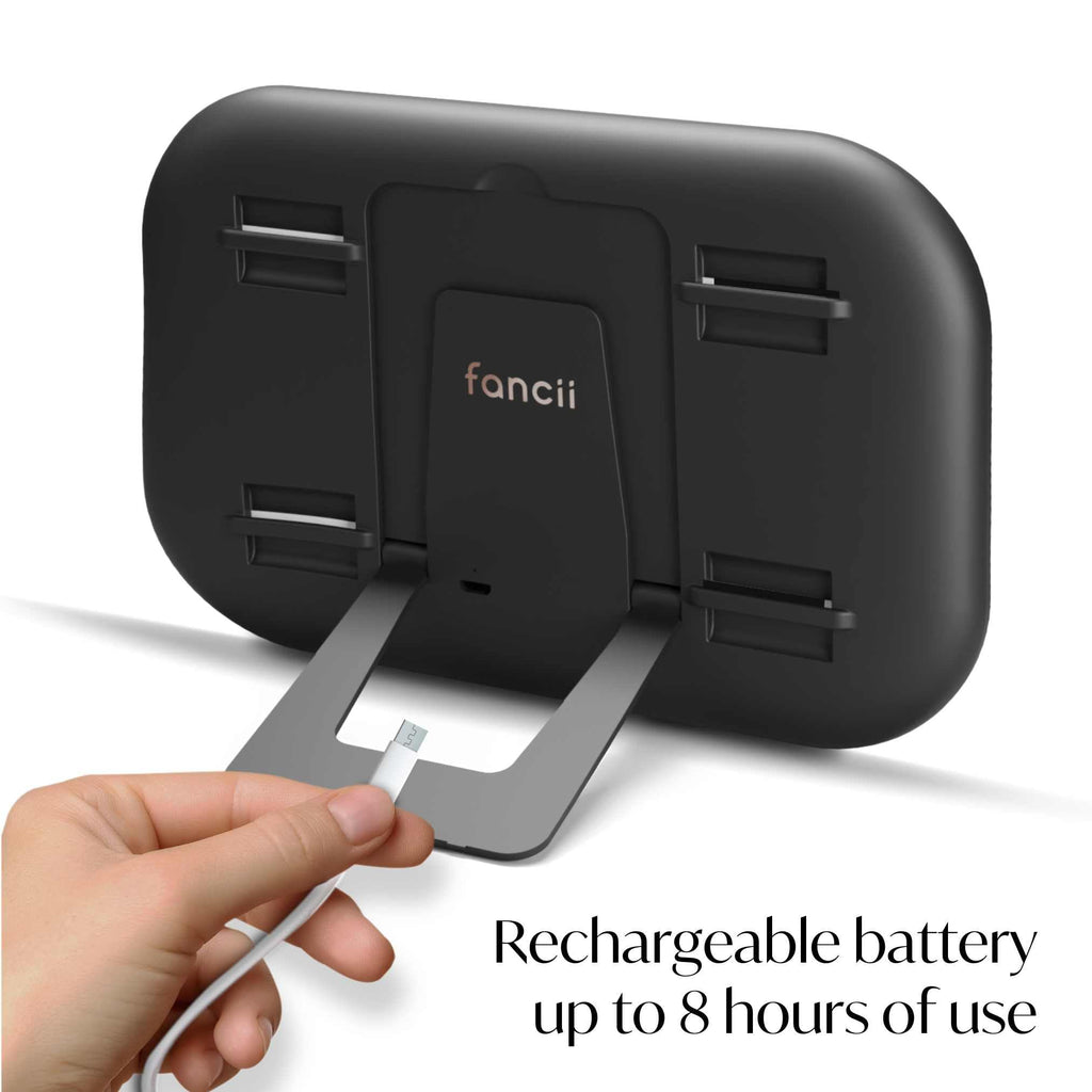 Fancii Juni 2 Clip-On Car Visor Mirror with 3-Color LED Light, Rechargeable
