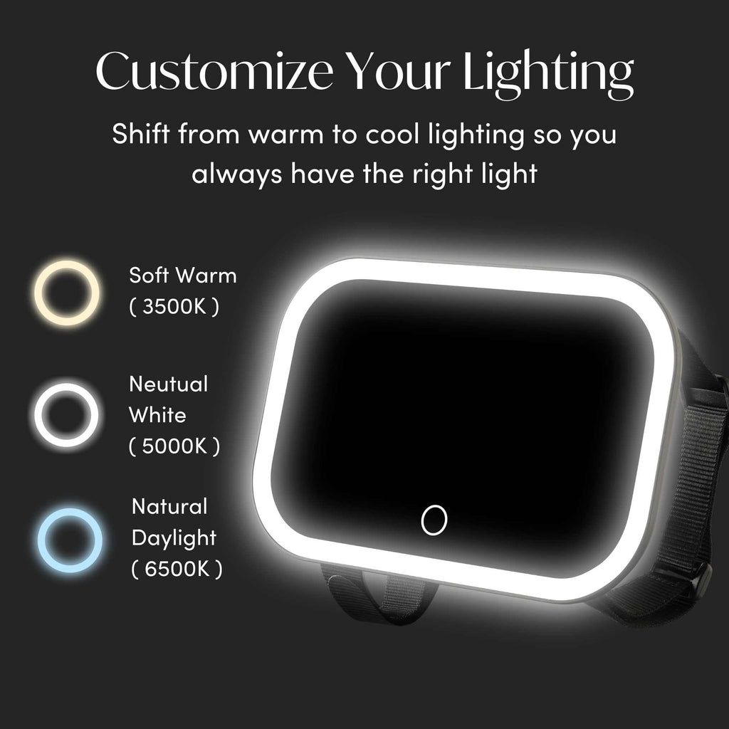 Fancii Juni 2 Clip-On Car Visor Mirror with 3-Color LED Light, Rechargeable