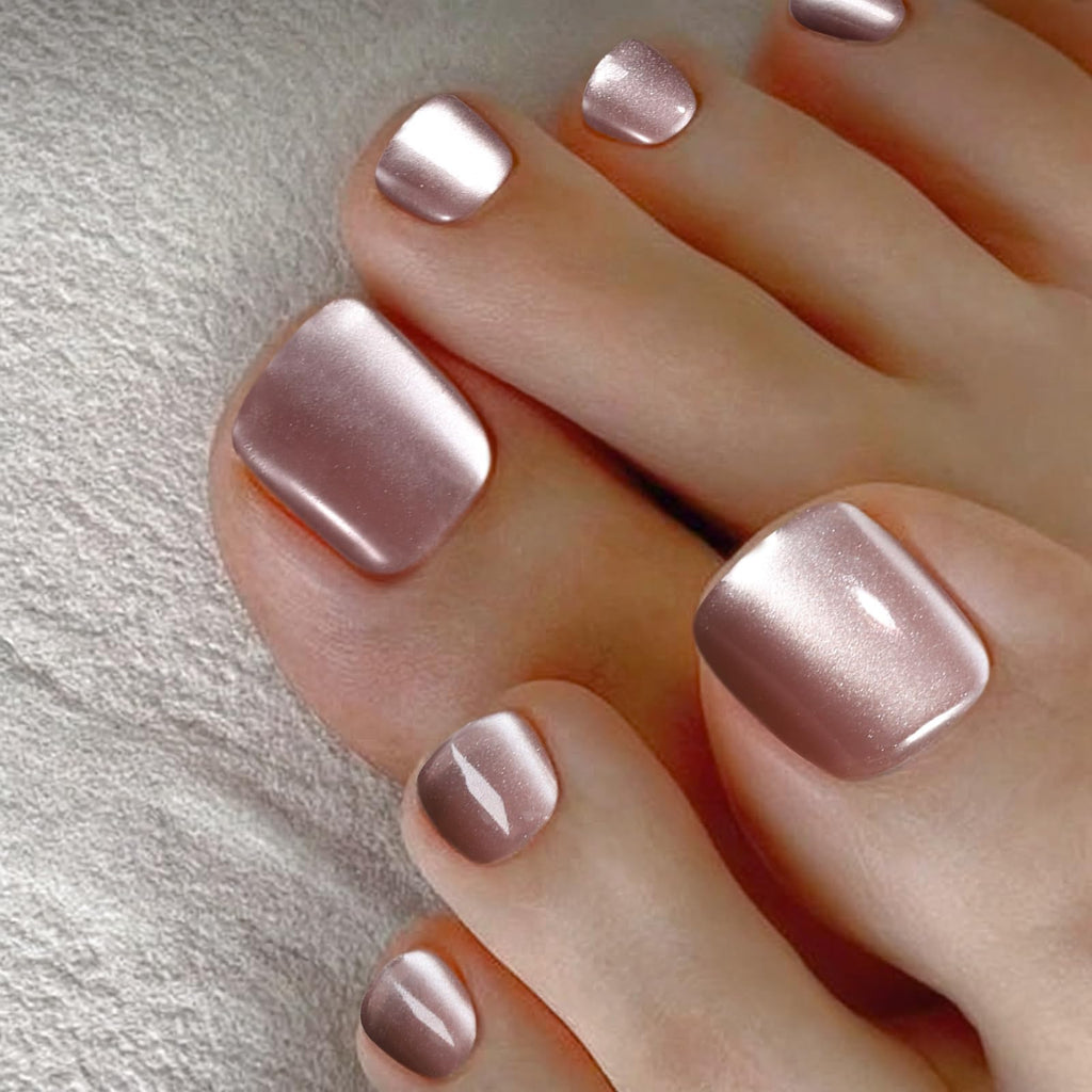FANDAMEI Press On Toenails – 24 Colors, Short Square, French Tips, Cat Eye, Ombre & Glossy Finishes