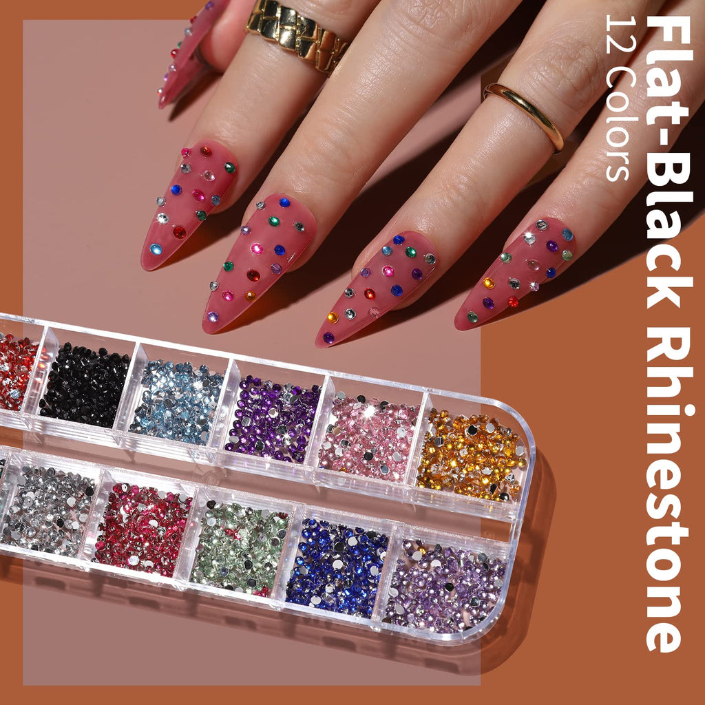 FANDAMEI Nail Art Brushes Set | Complete Nail Design Kit with Dotting Pens, Rhinestones & Sequins