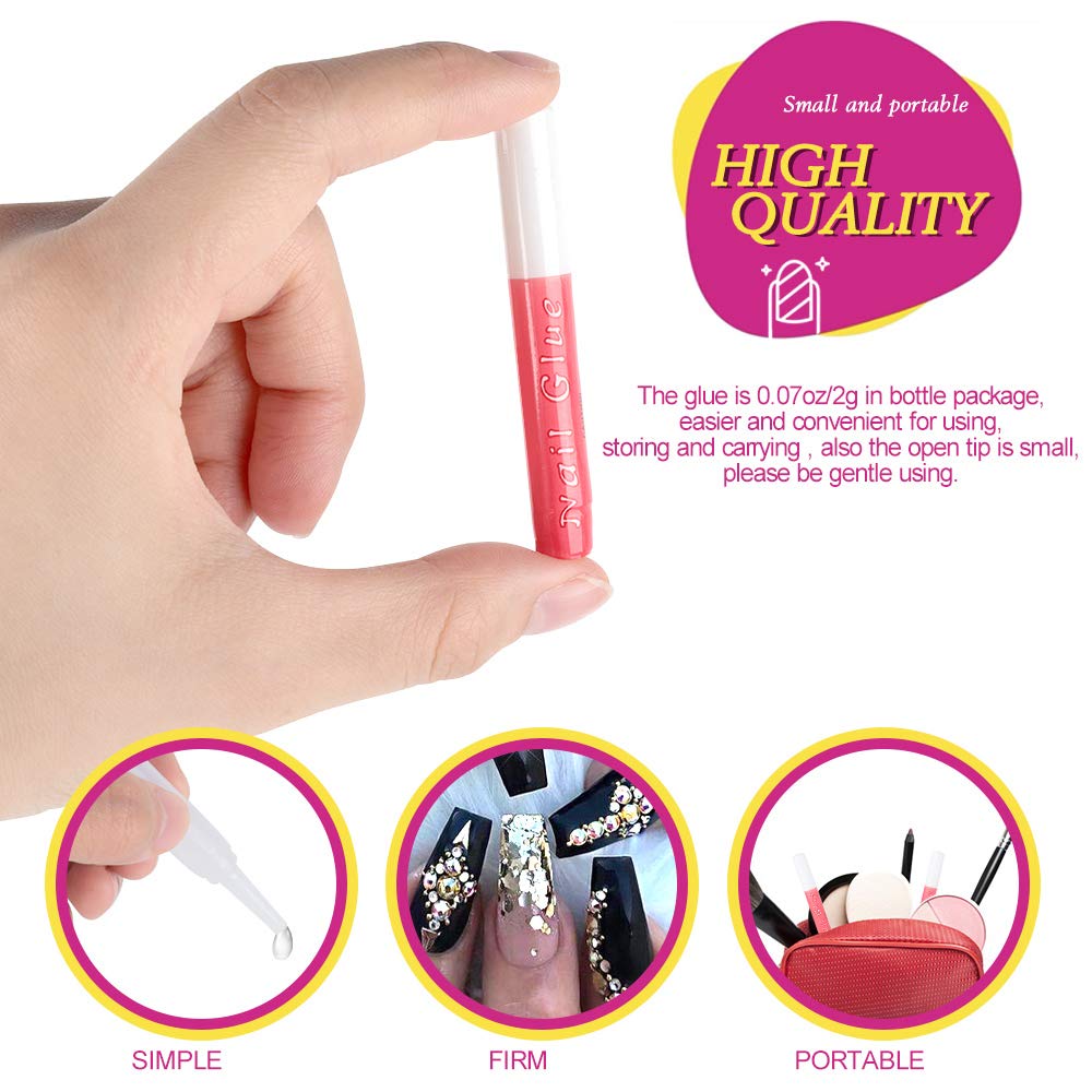 Fandamei 45 Pcs Nail Glue for Press Ons - 0.07 oz Each, Strong Bond for Nail Tips and Acrylic Nails