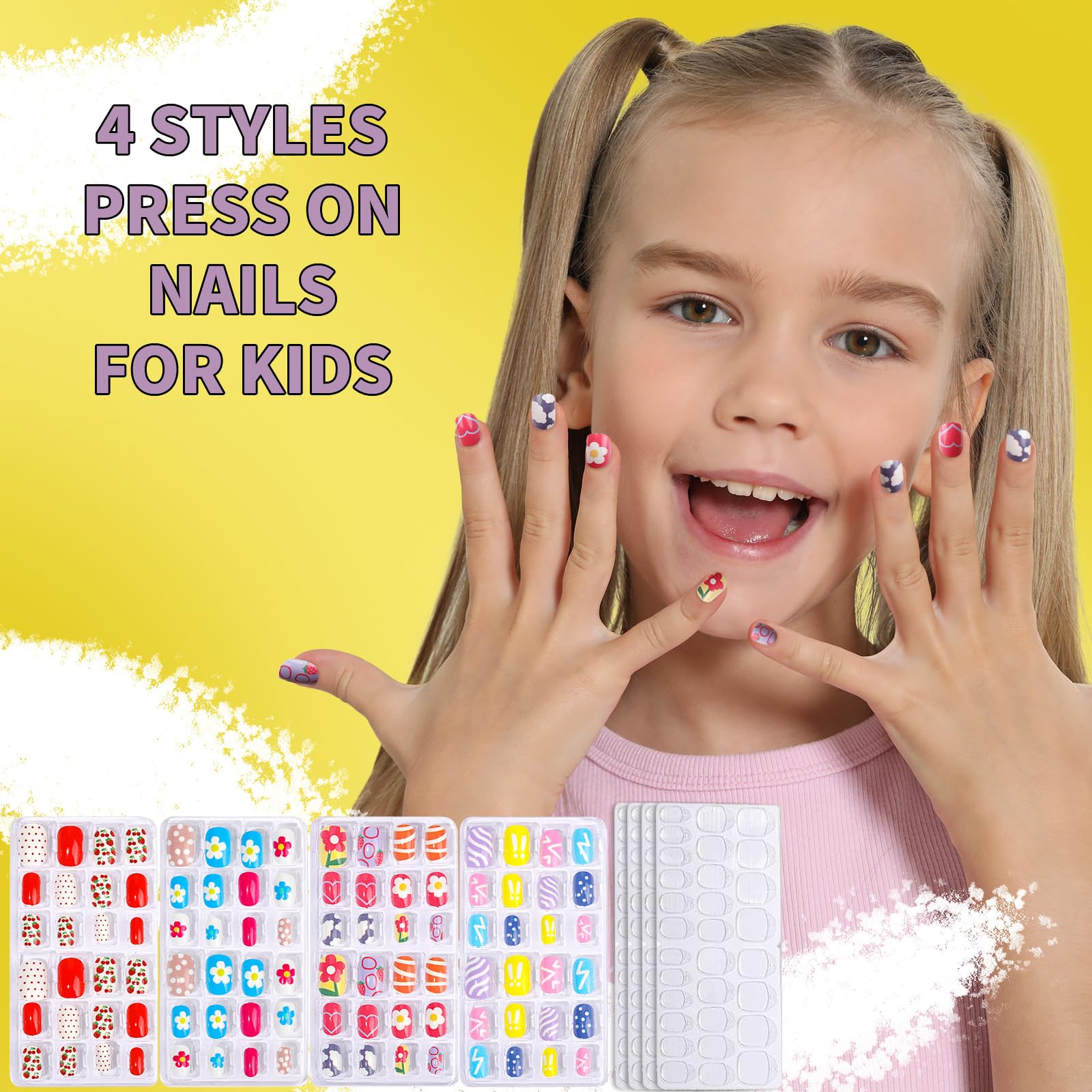 FANDAMEI Nail Kit for Girls – Press-On Nails, Polish, Stickers & Glitter Art Set