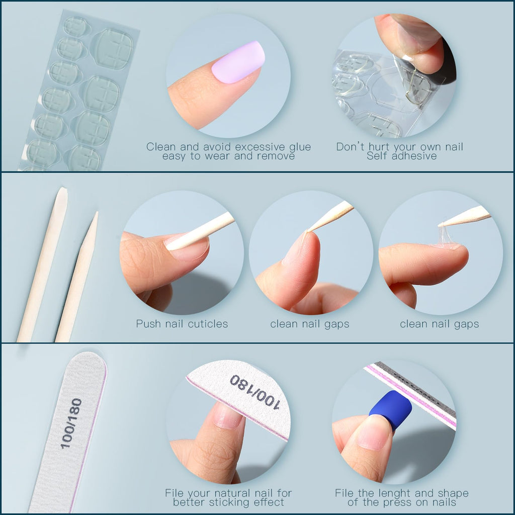 FANDAMEI Press On Nails – 24 Colors, 576 PCS, Short Square, Matte & Glitter