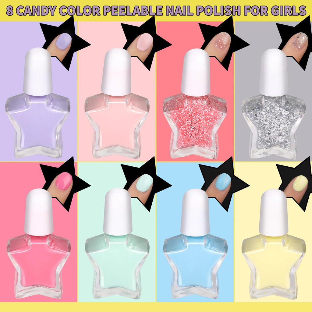 FANDAMEI Nail Kit for Girls – Press-On Nails, Polish, Stickers & Glitter Art Set