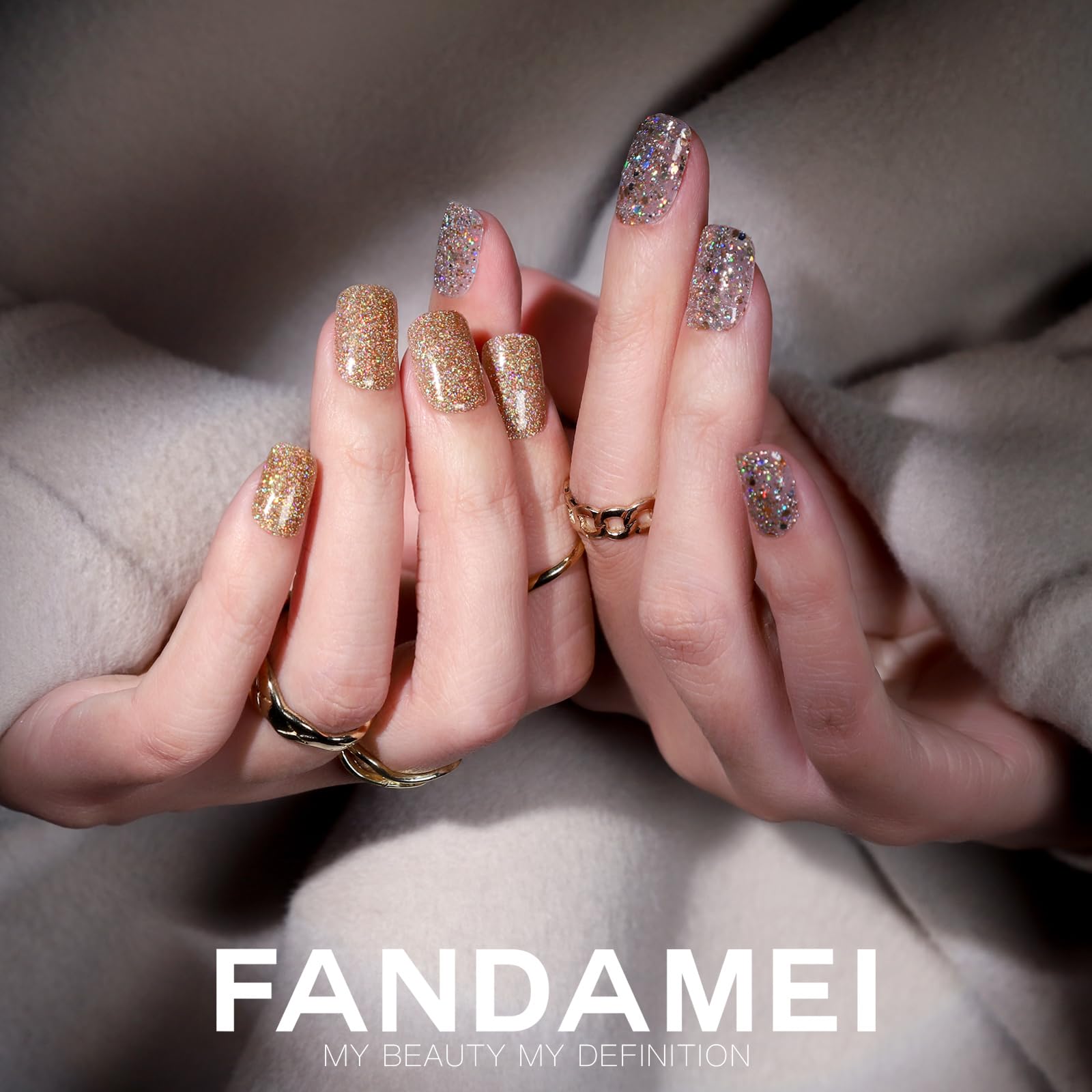 FANDAMEI Press On Nails – 24 Colors, 576 PCS, Short Square, Matte & Glitter