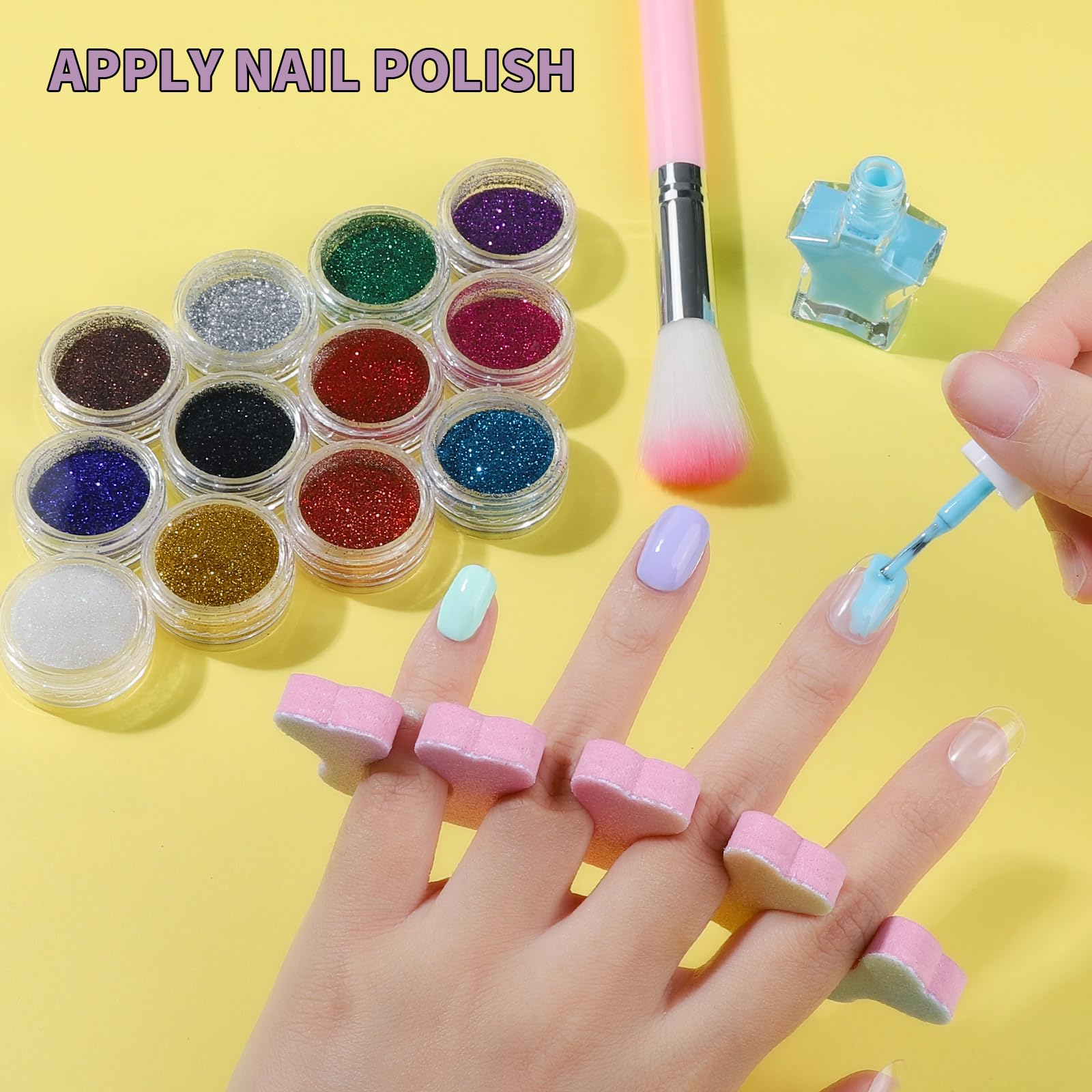 FANDAMEI Nail Kit for Girls – Press-On Nails, Polish, Stickers & Glitter Art Set