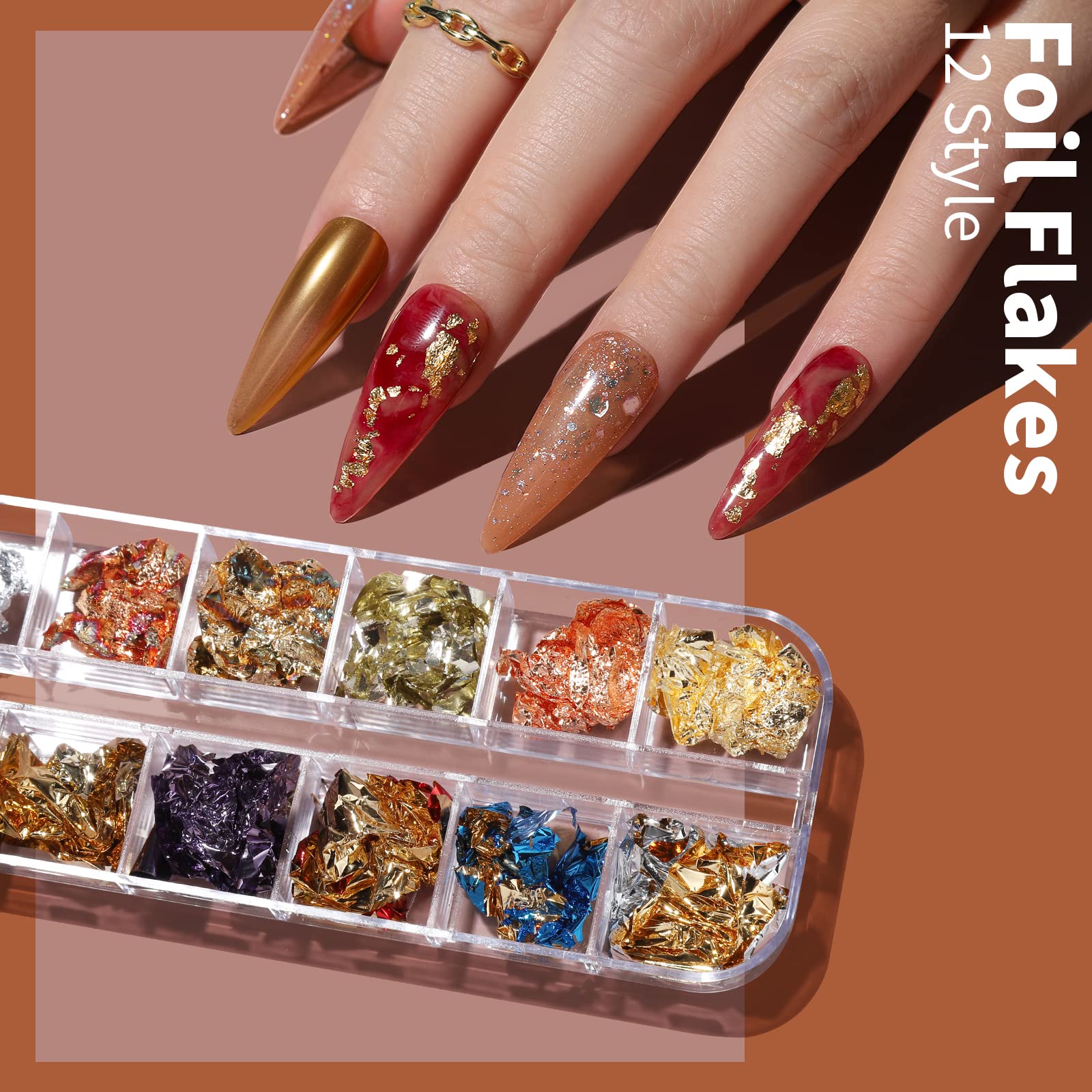 FANDAMEI Nail Art Brushes Set | Complete Nail Design Kit with Dotting Pens, Rhinestones & Sequins